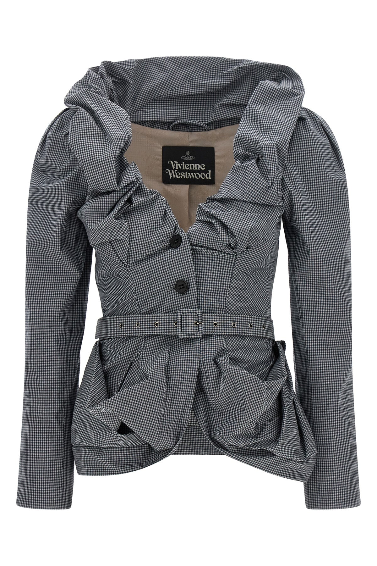 VIVIENNE WESTWOOD 42 kendall single-breasted blazer in all-over check patterned cotton