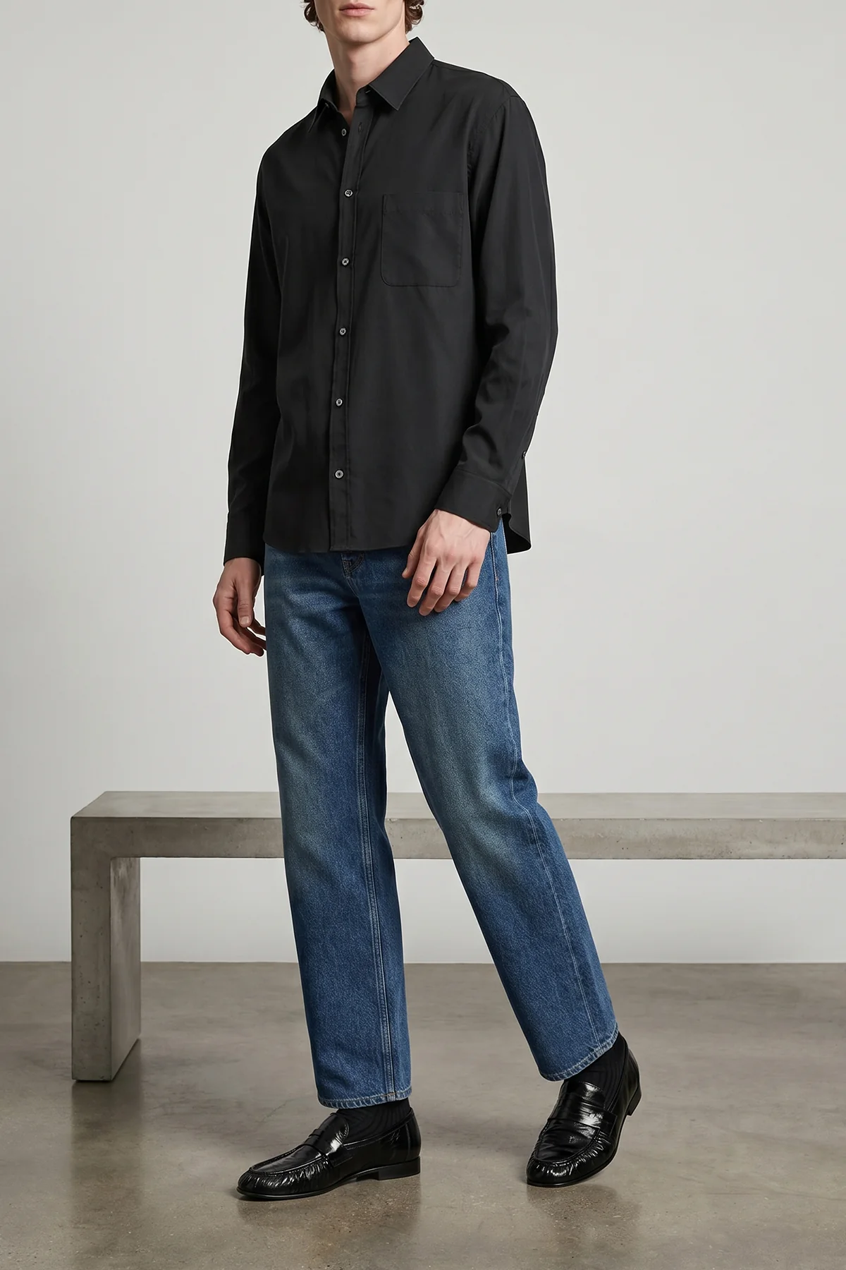 THE ROW L perlo shirt in garment-washed cotton poplin