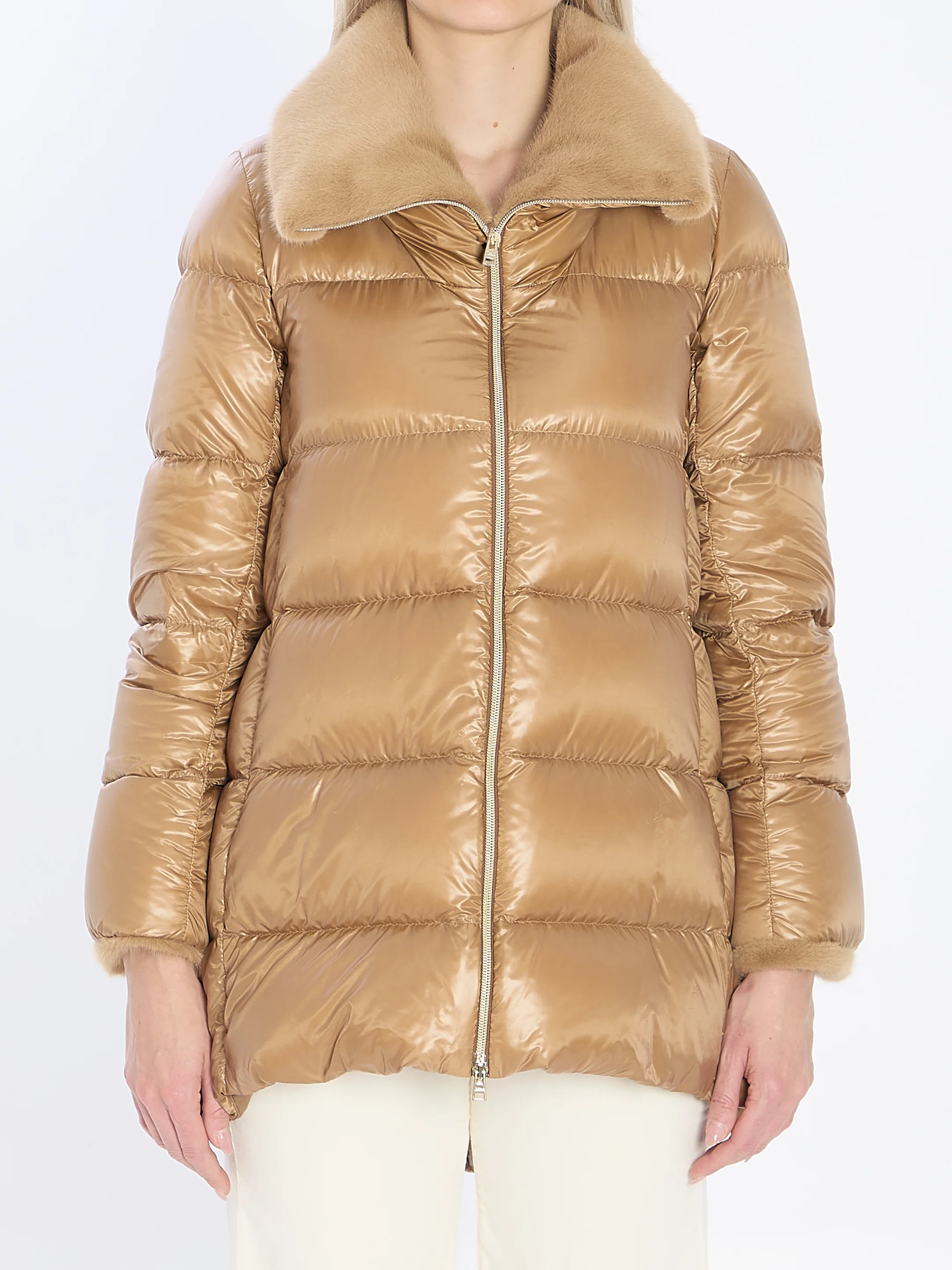 HERNO 42 light puffer with collar ecofur 