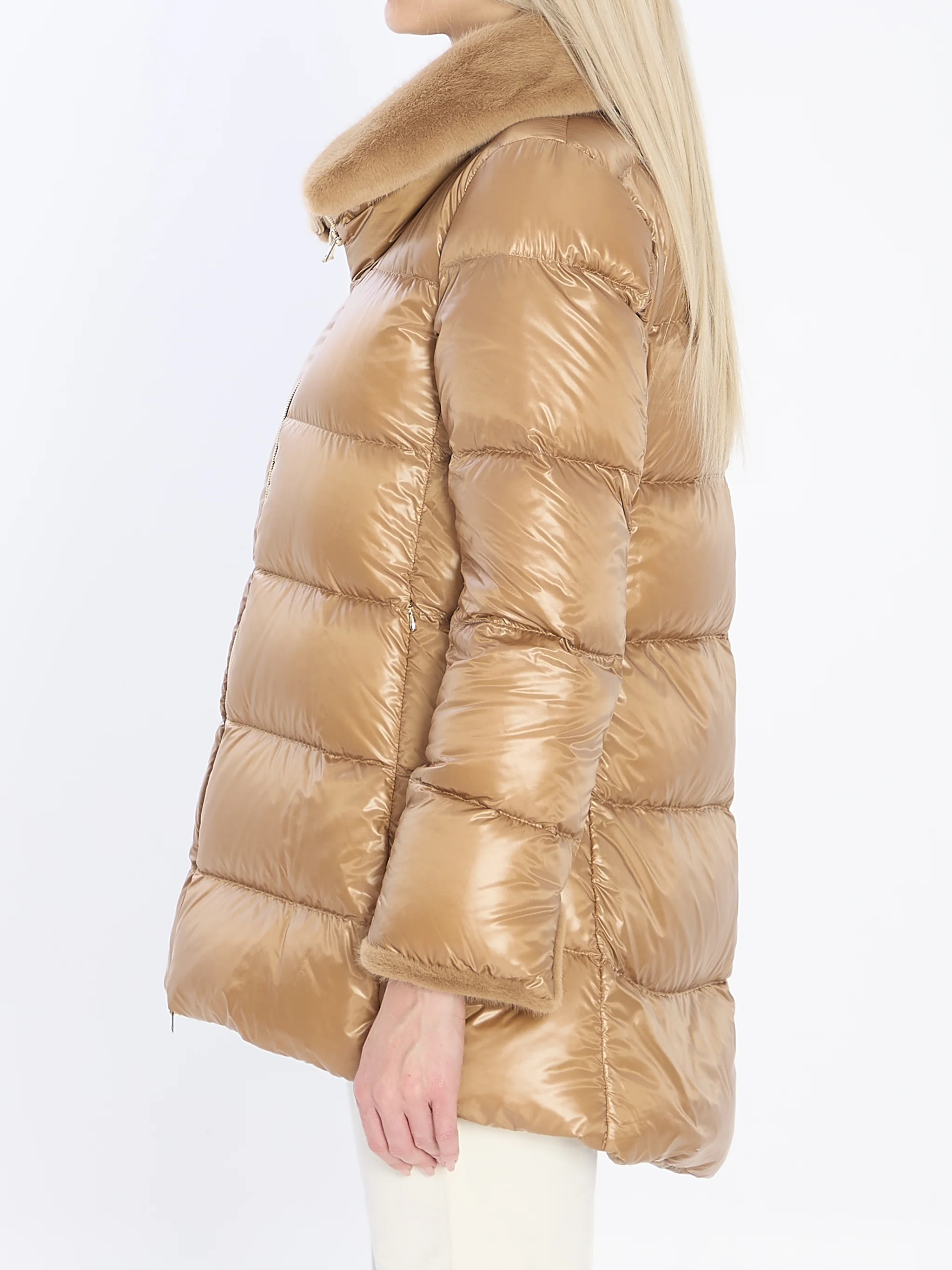light puffer with collar ecofur