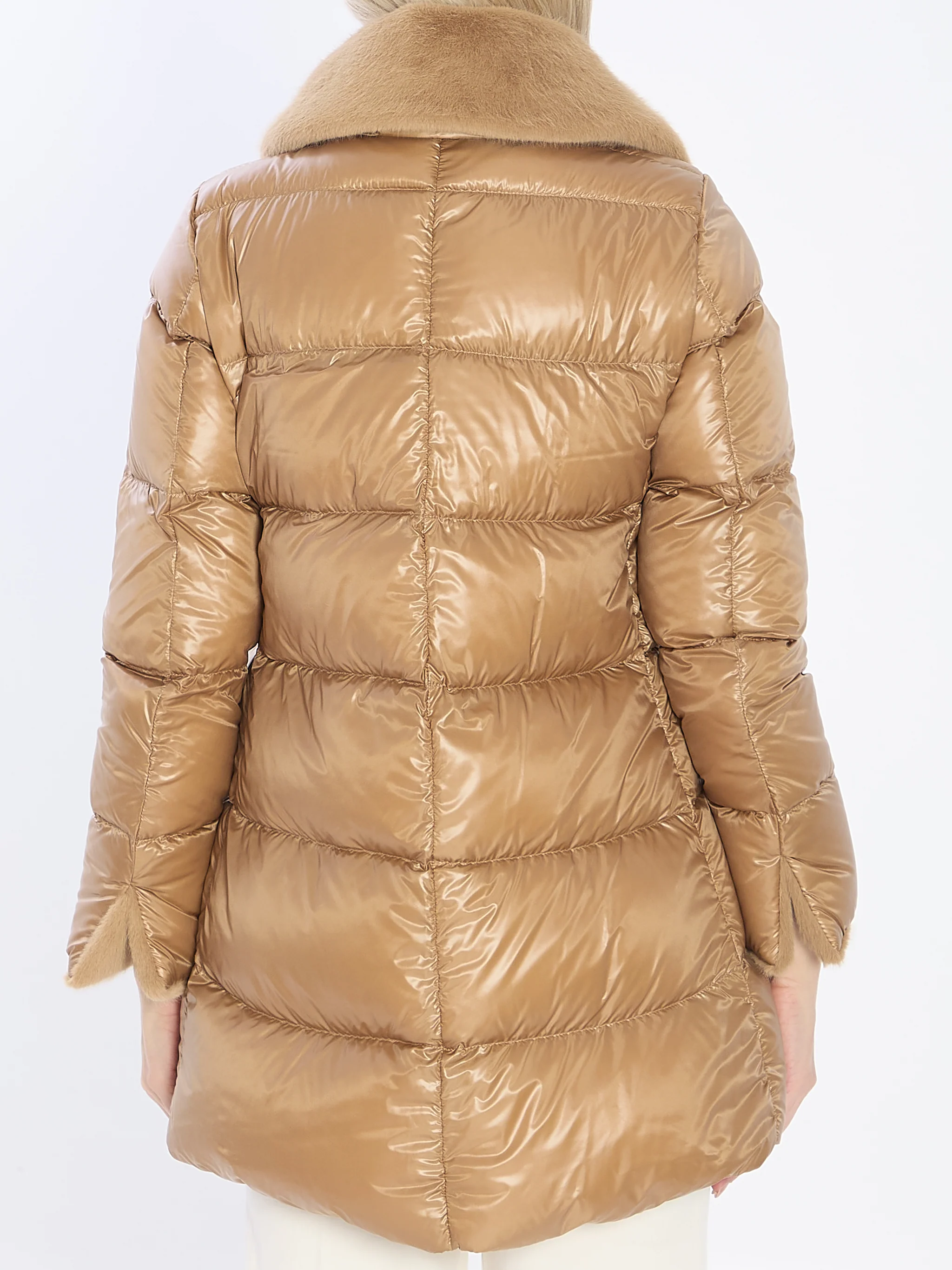 light puffer with collar ecofur