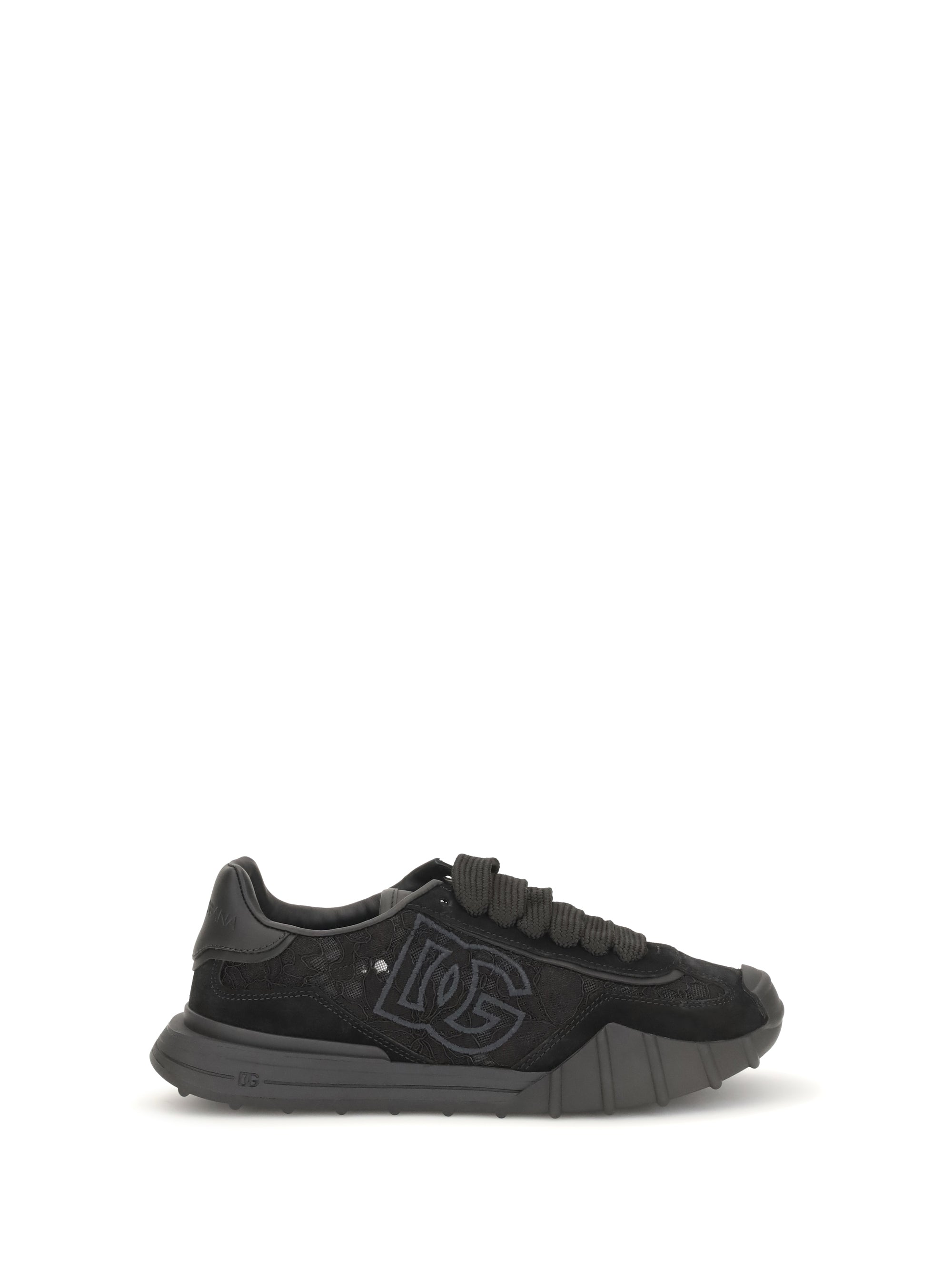 DOLCE amp; GABBANA 36 leather and lace sneakers