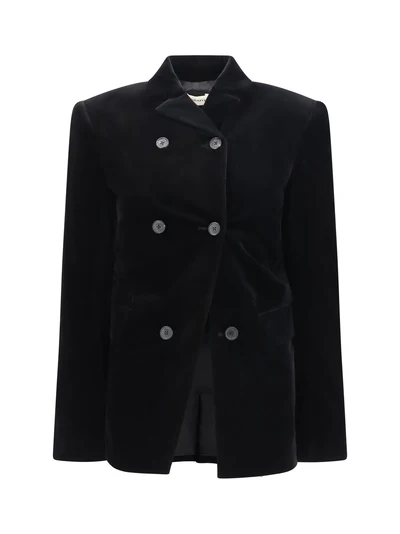 rolo stretch-velvet double-breasted jacket