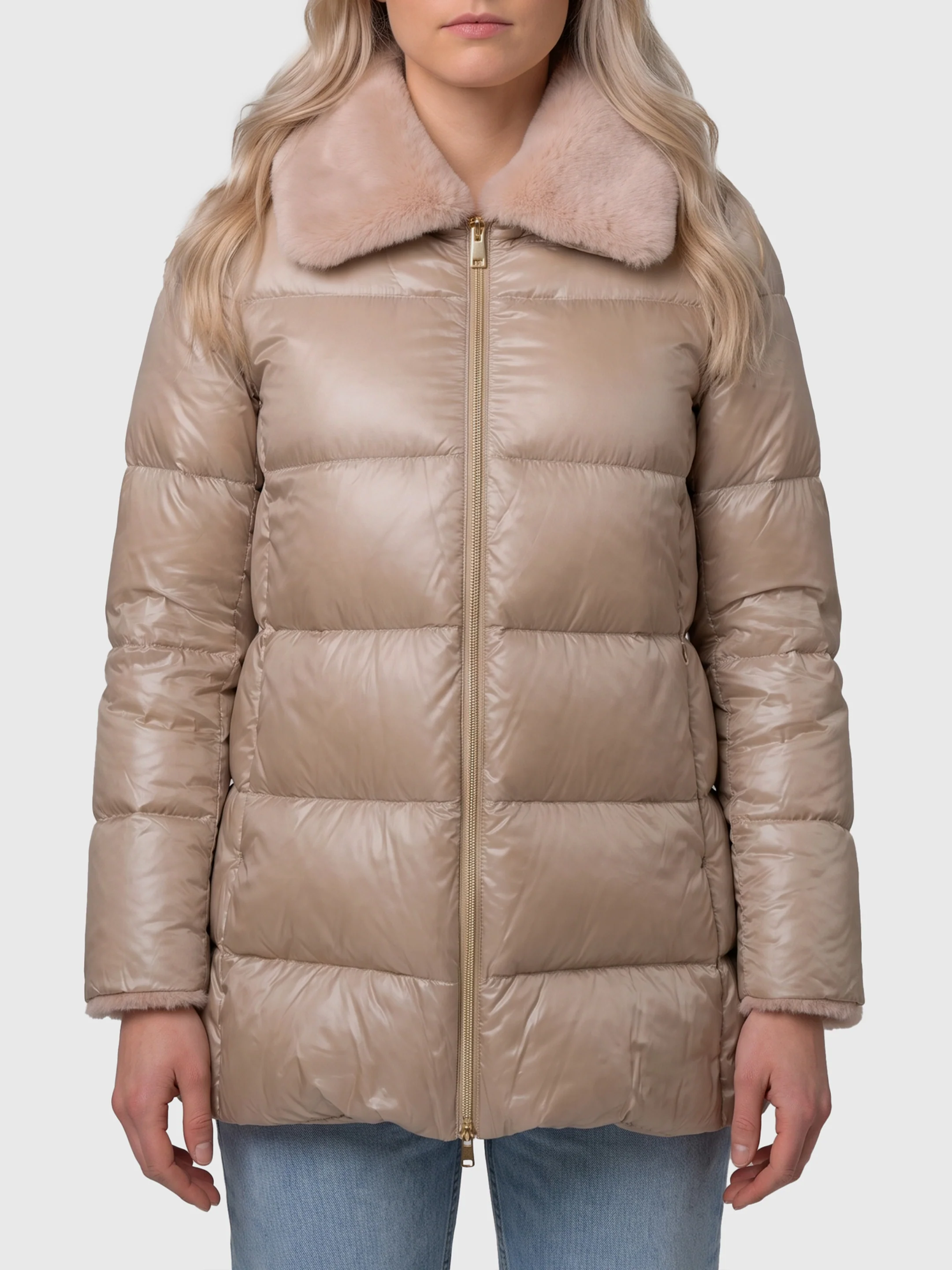 HERNO 40 light puffer with collar ecofur 