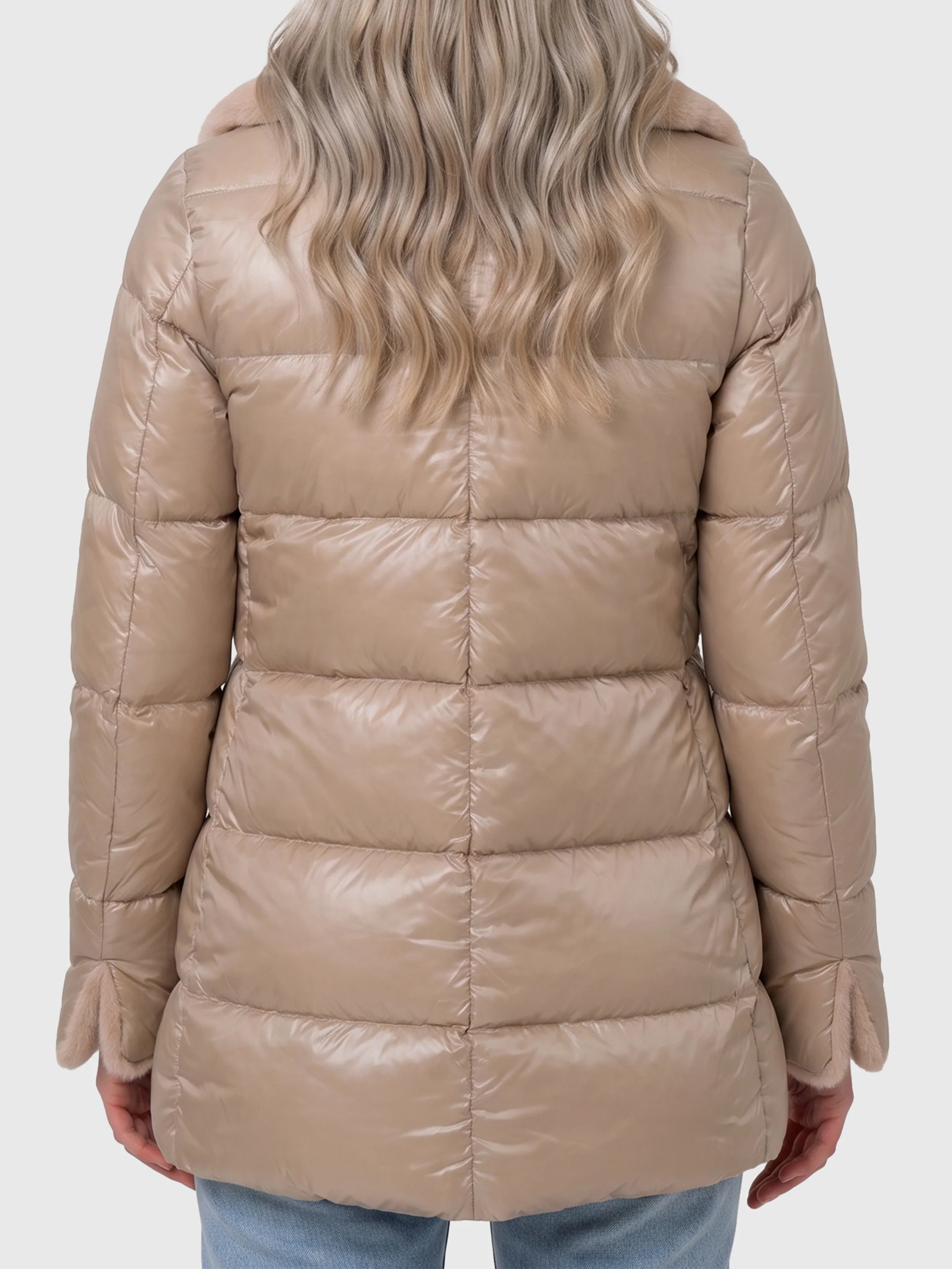 HERNO 40 light puffer with collar ecofur 
