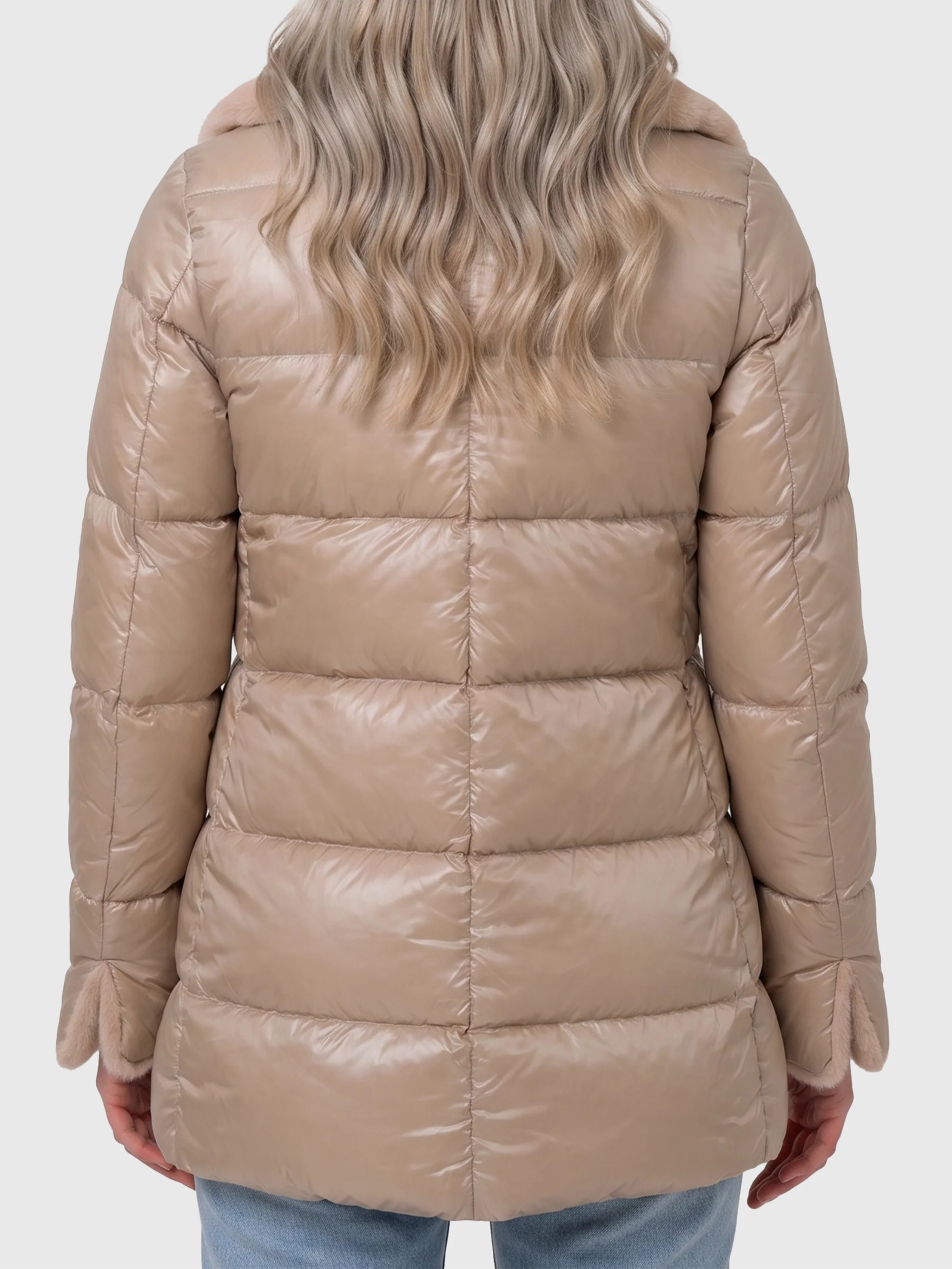 light puffer with collar ecofur