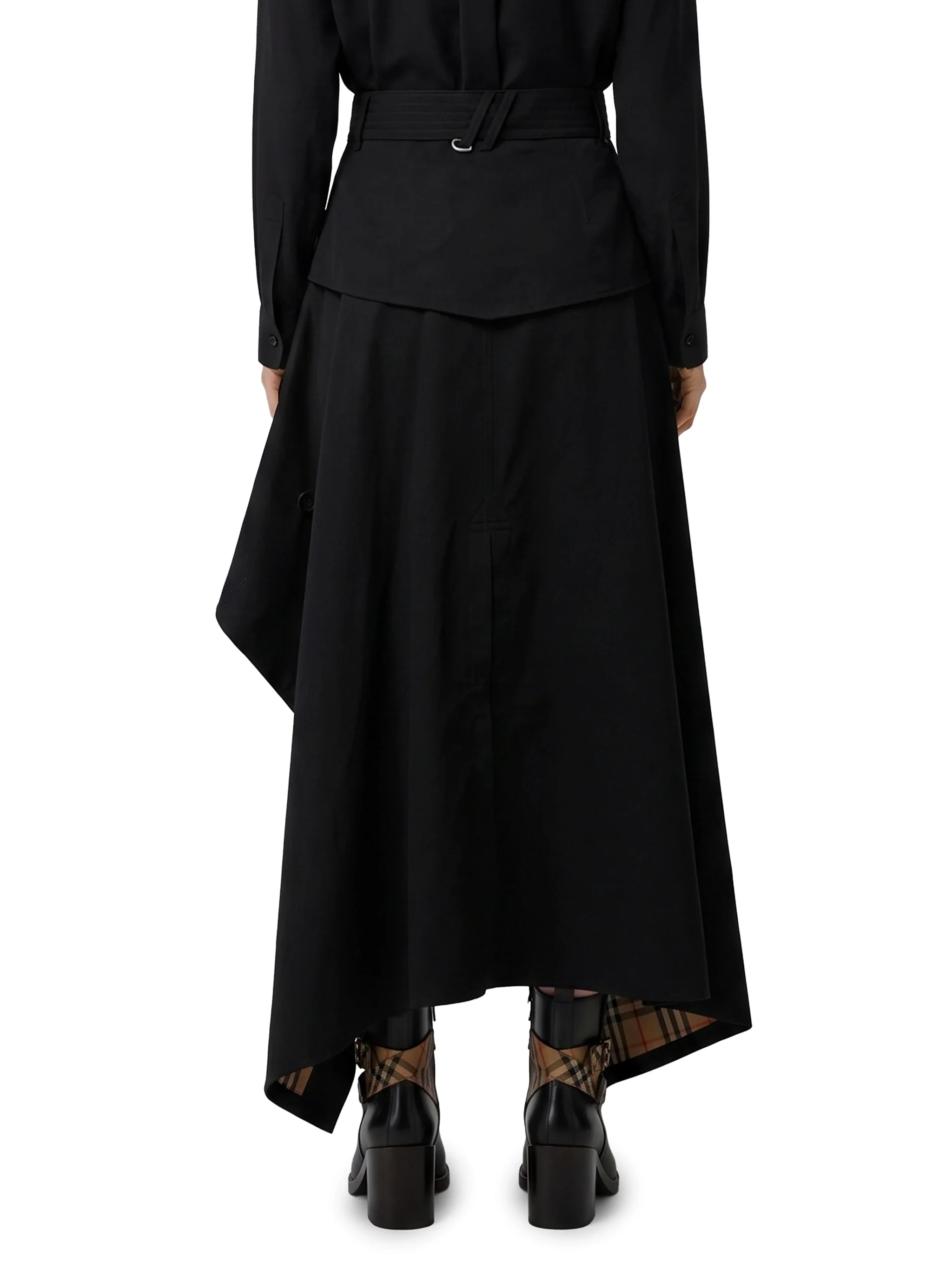 asymmetric midi trench skirt