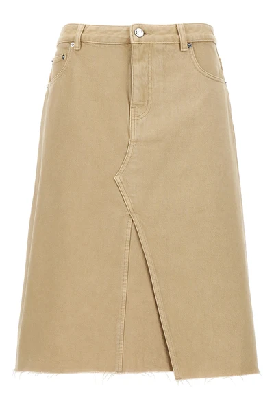 deconstructed midi cotton denim skirt