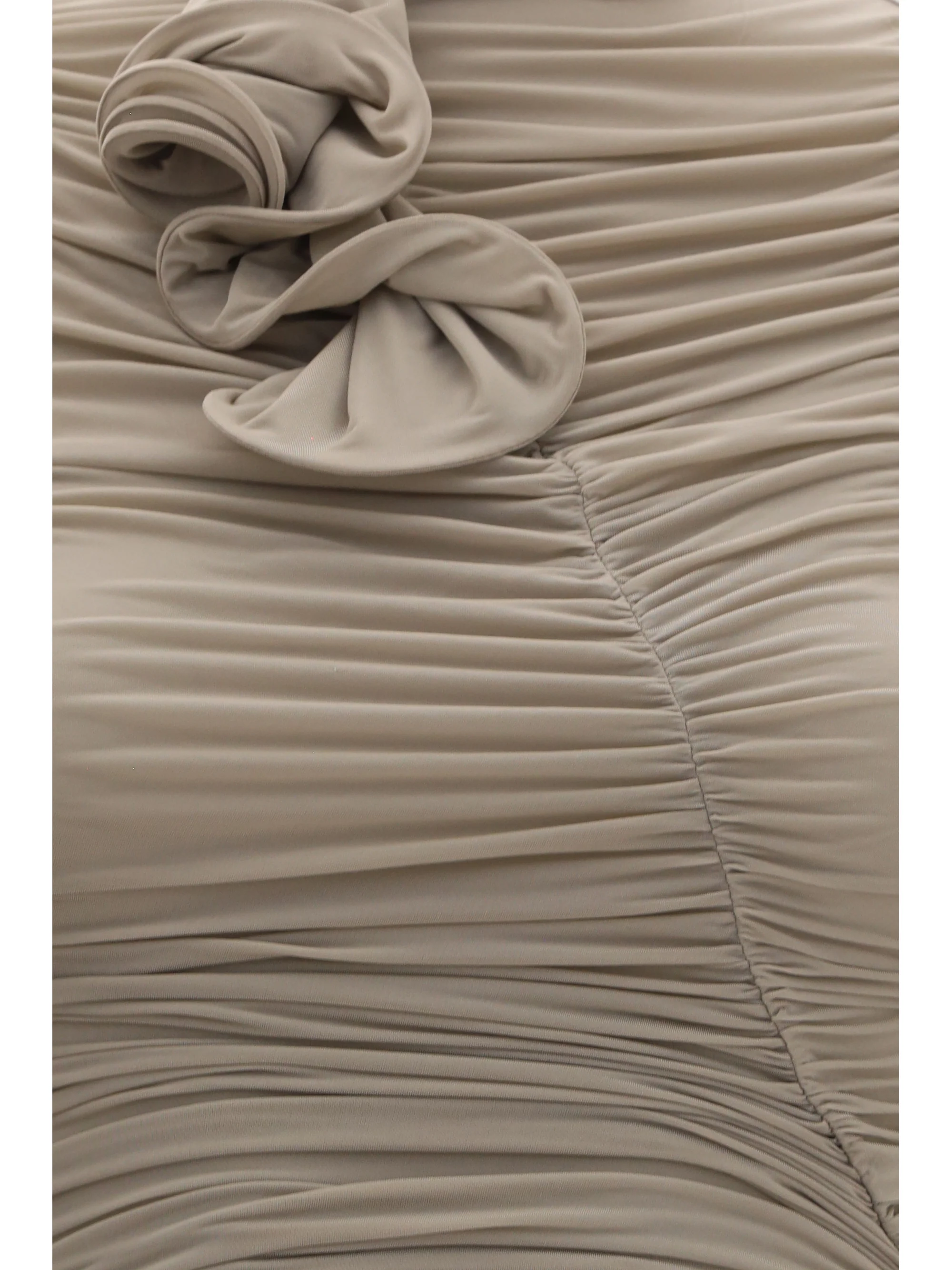 draped high-neck dress