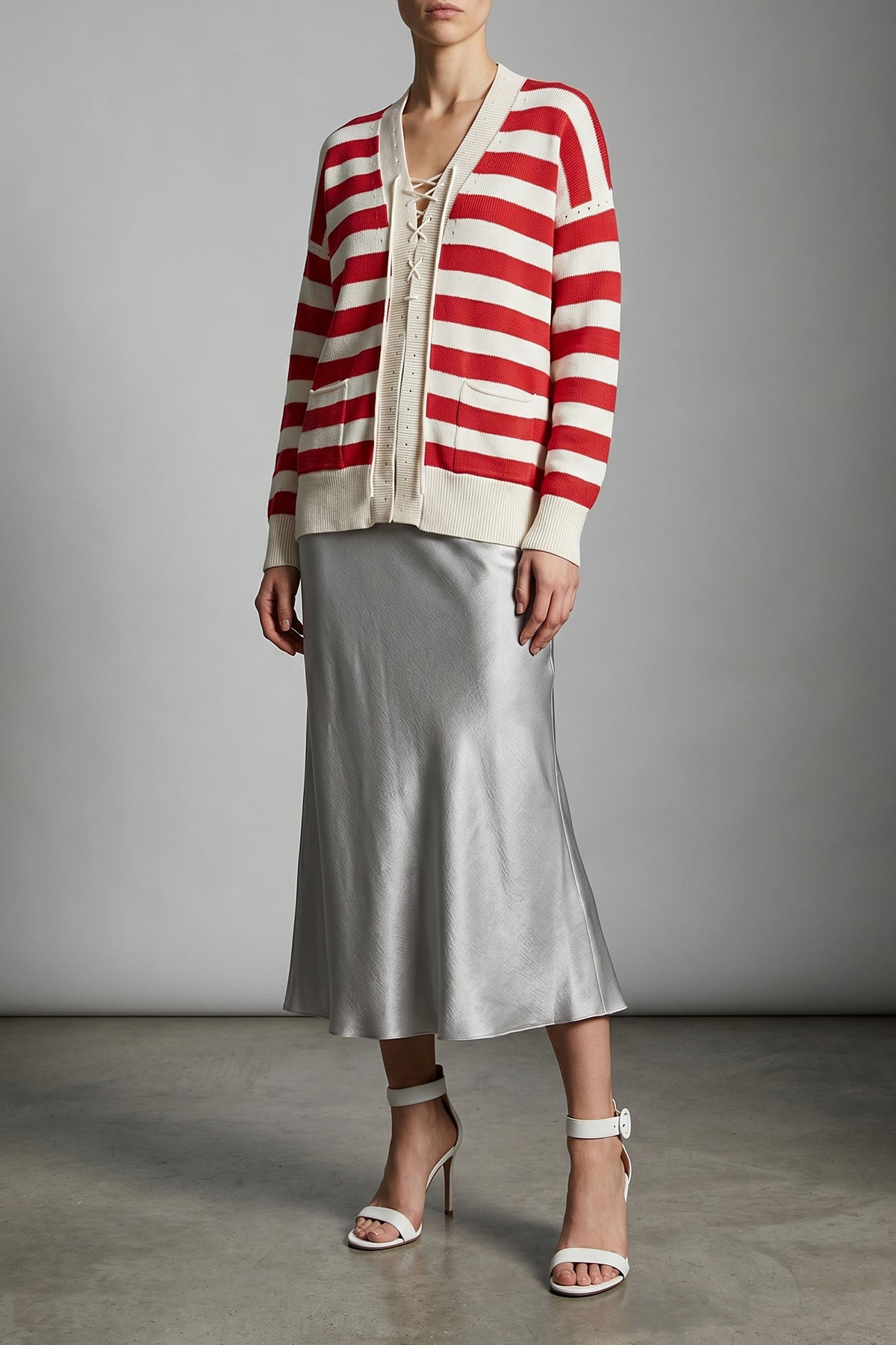 TORY BURCH 10 midi skirt in silk-effect satin fabric
