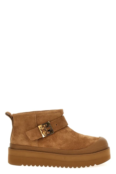 mellow shearling platform suede ankle boots lined