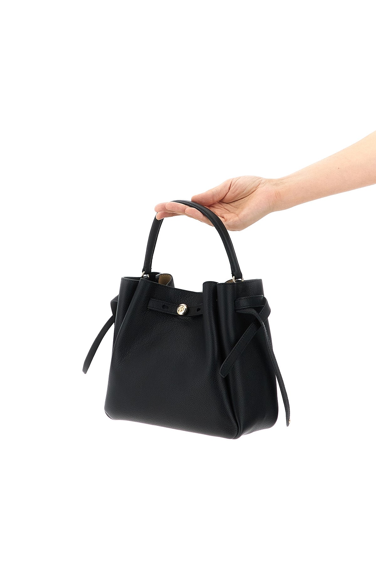 TORY BURCH OS romy bucket bag in fine hammered leather