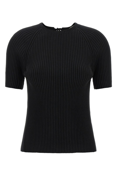 ribbed stretch cotton blend sweater