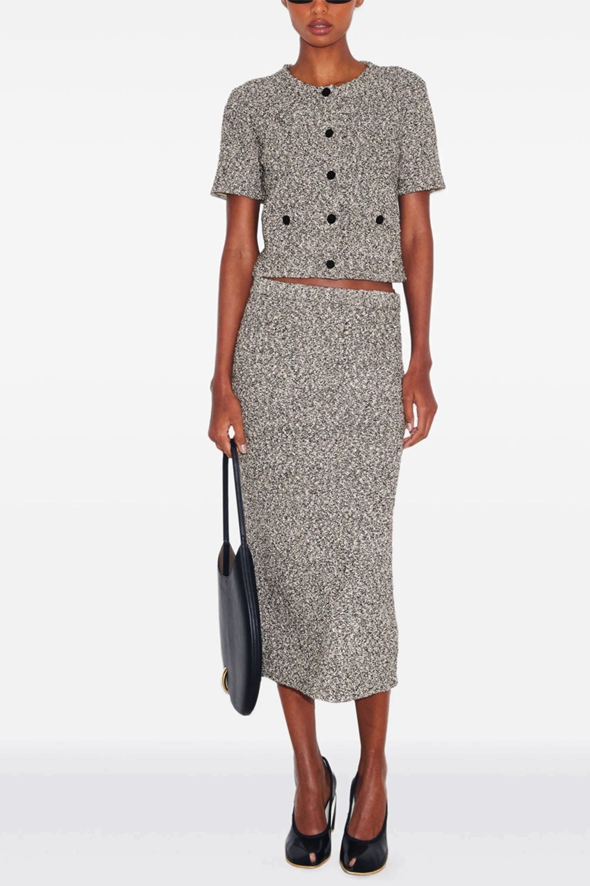 midi skirt in tweed
