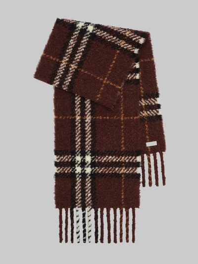 brown check bouclé scarf