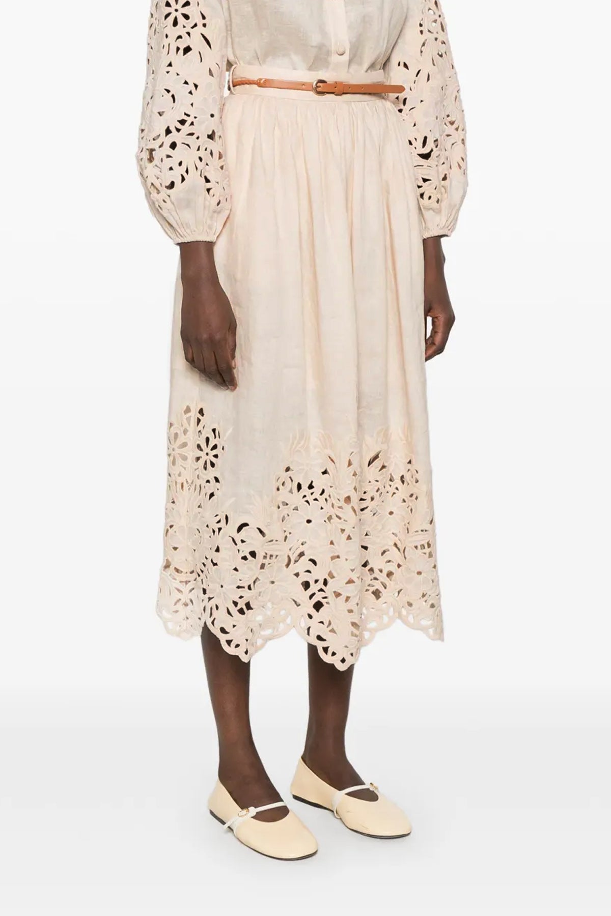 ZIMMERMANN 1 wylie embroidered linen skirt
