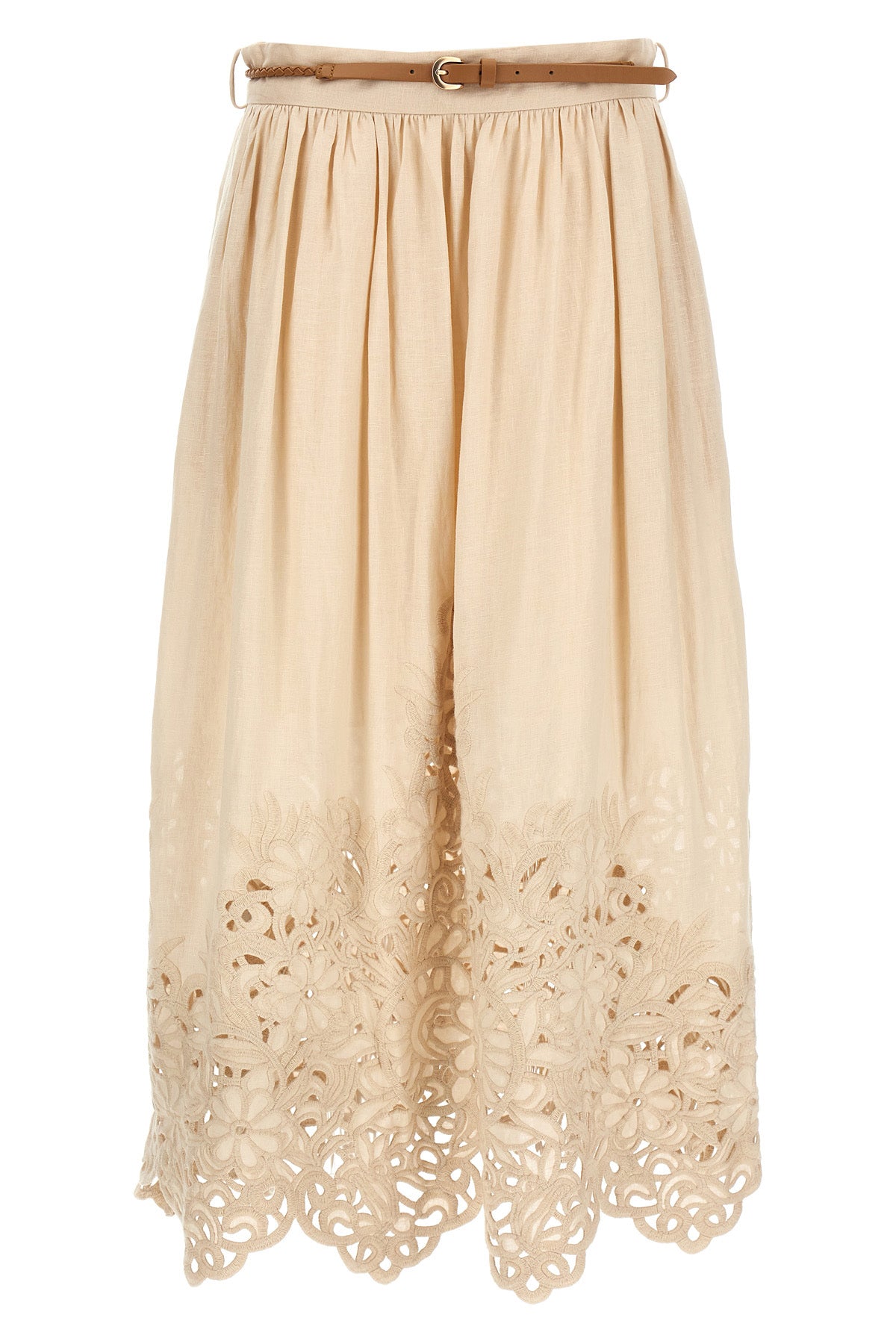 ZIMMERMANN 1 wylie embroidered linen skirt