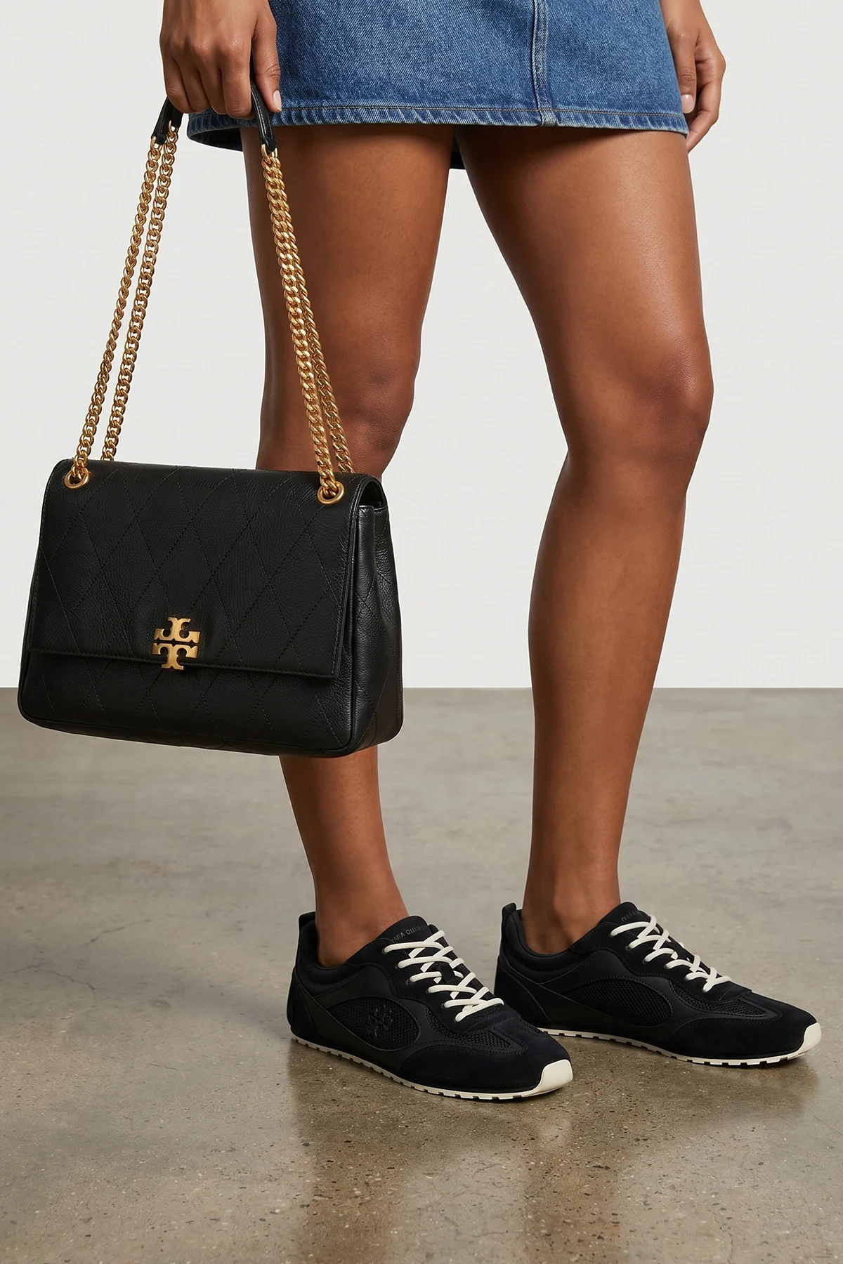 the tory burch field sneaker stands out for its low-top construction that blen
