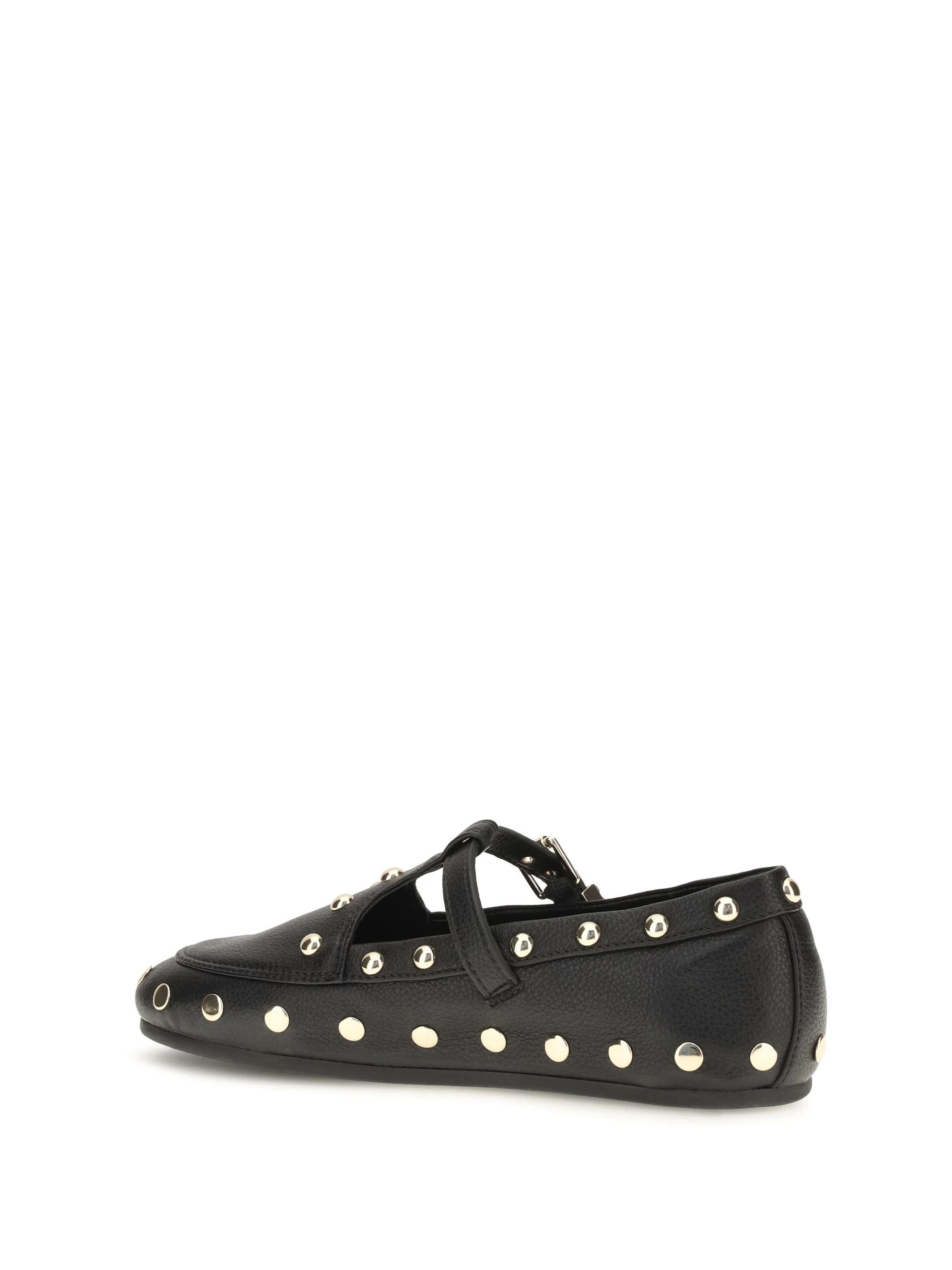 mary jenny studded ballerinas in pebbled leather