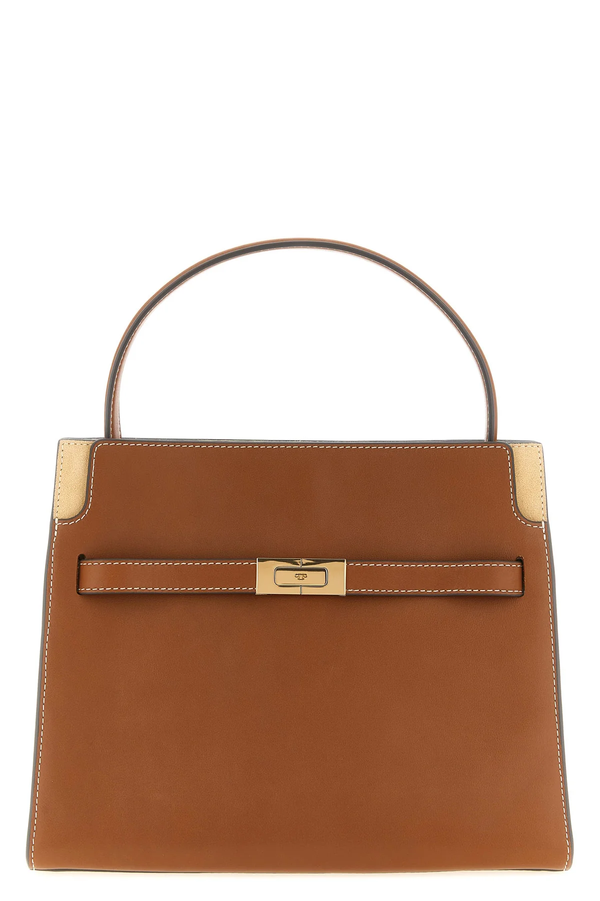 the tory burch lee radziwill small double bag is structured in fine smooth cowhi
