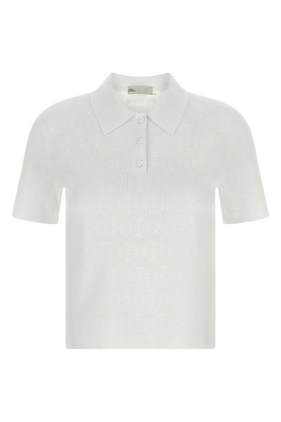 pointelle stretch viscose polo shirt