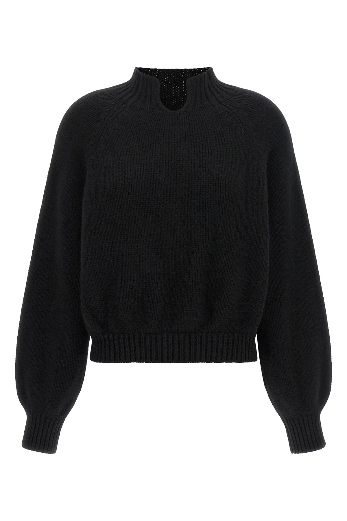 KHAITE S the khaite cain sweater in pure black cashmere embodies a whispered elegance t