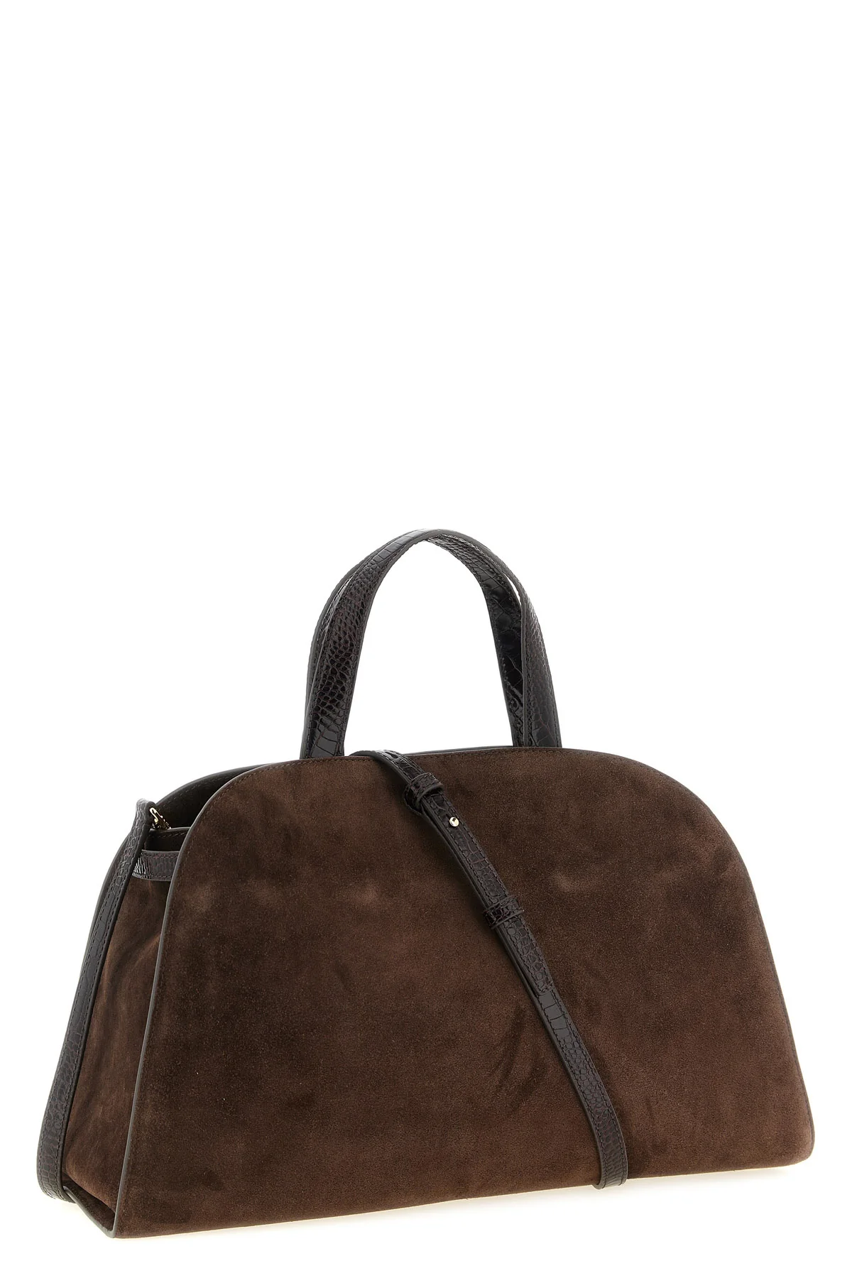 TORY BURCH OS the tory burch romy trunk bag embodies a material elegance through the contrast