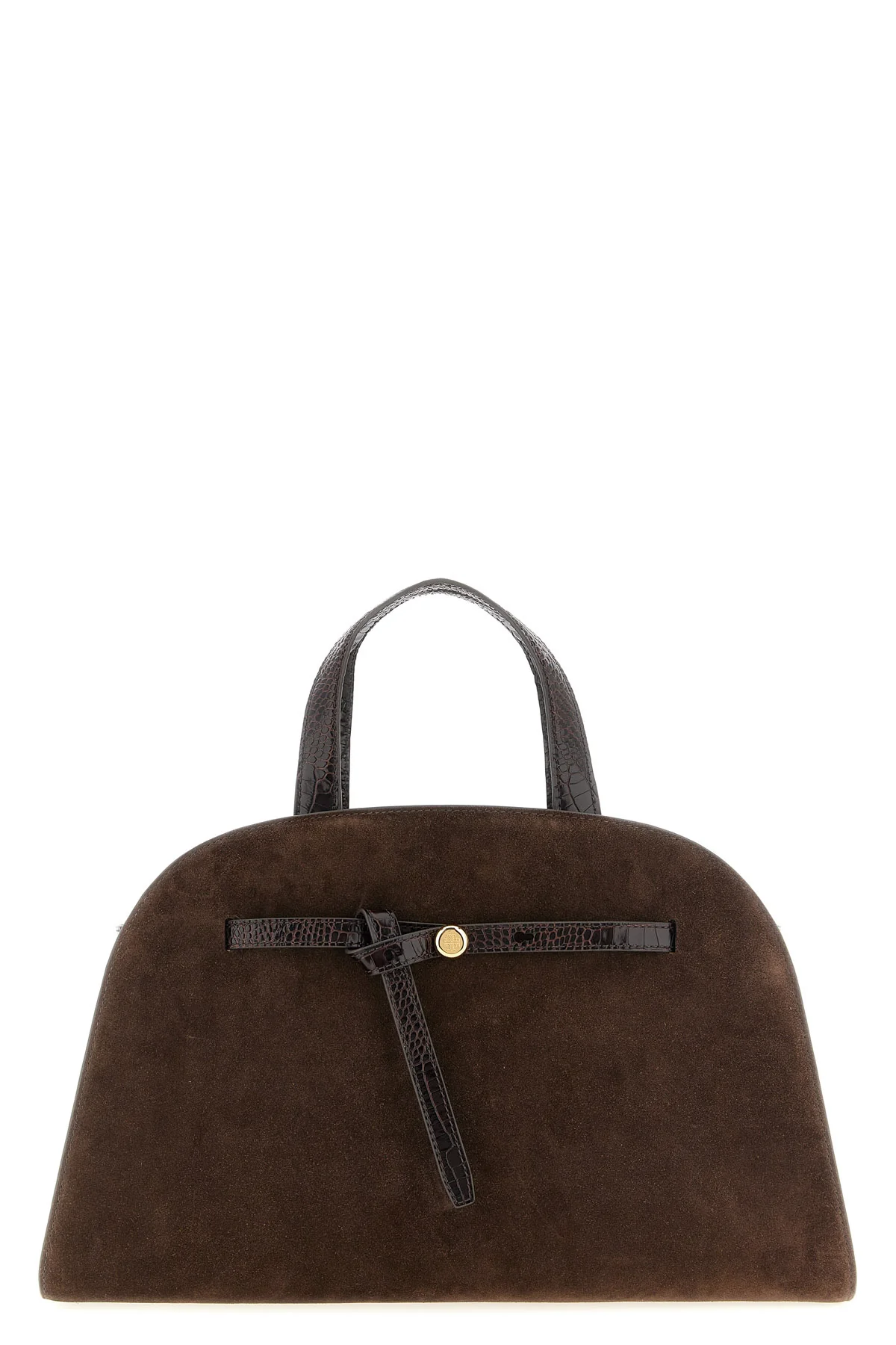 TORY BURCH OS the tory burch romy trunk bag embodies a material elegance through the contrast