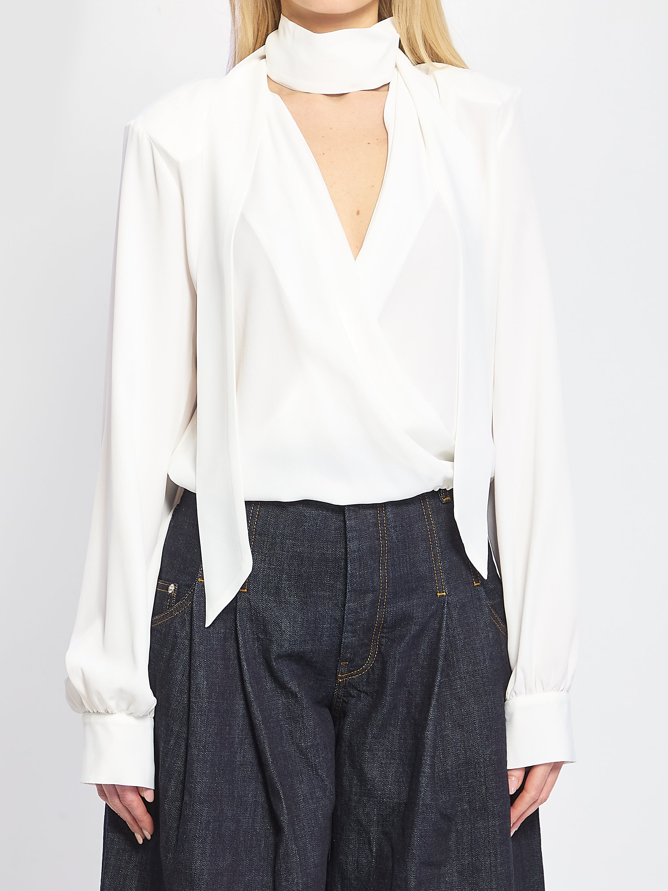 FEDERICA TOSI 40 blusa incrociata con sciarpina 