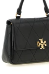 the tory burch charlie quilted top handle chain wallet handbag is made of textur