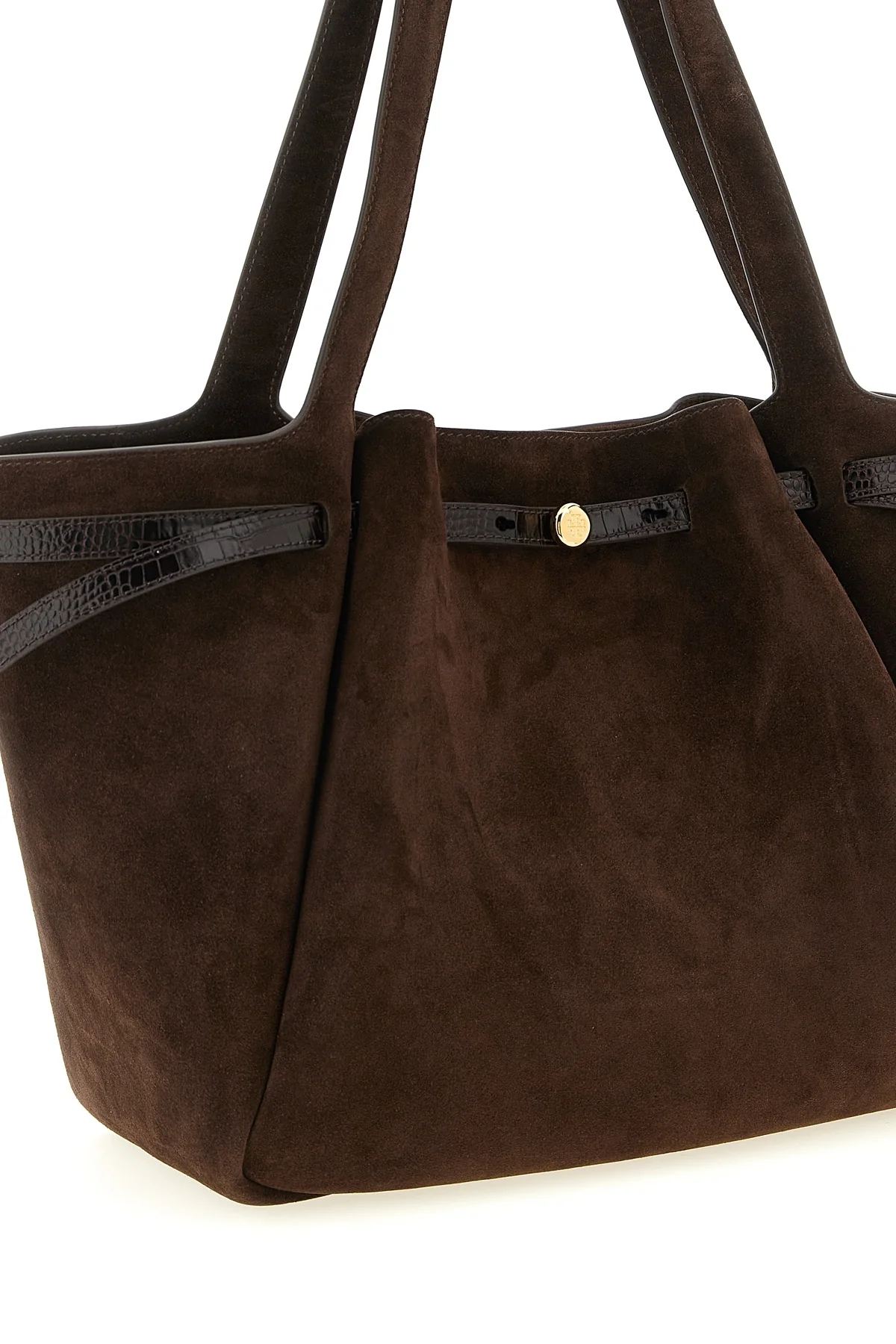 the tory burch romy tote bag embodies structured elegance through a clever pla