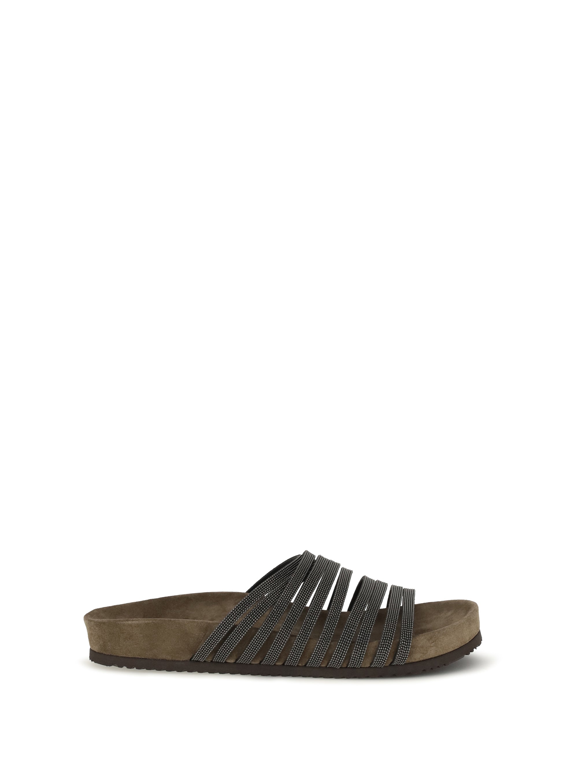 BRUNELLO CUCINELLI 37 lace-up slides with monili embellishment