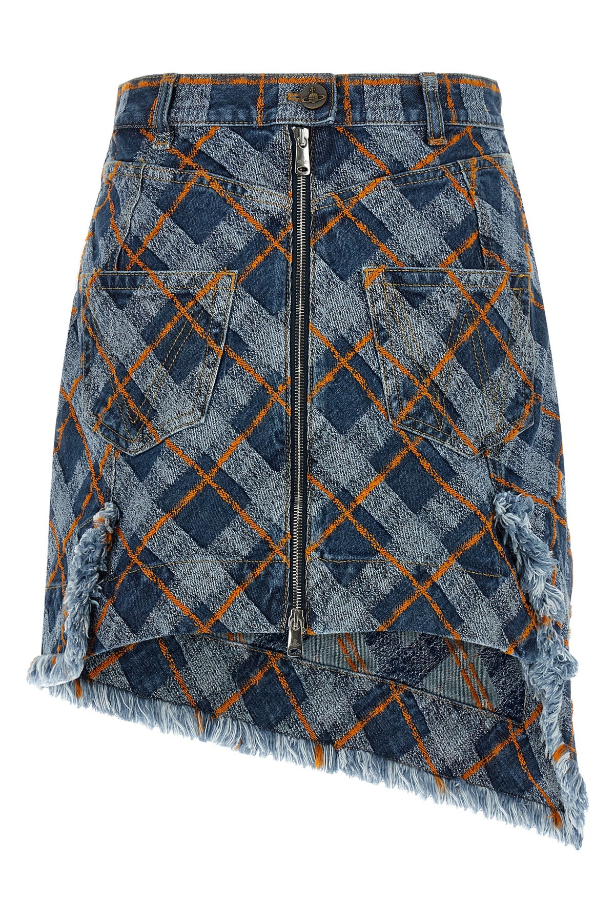 VIVIENNE WESTWOOD 29 sailor mini skirt in jacquard tartan denim cotton denim