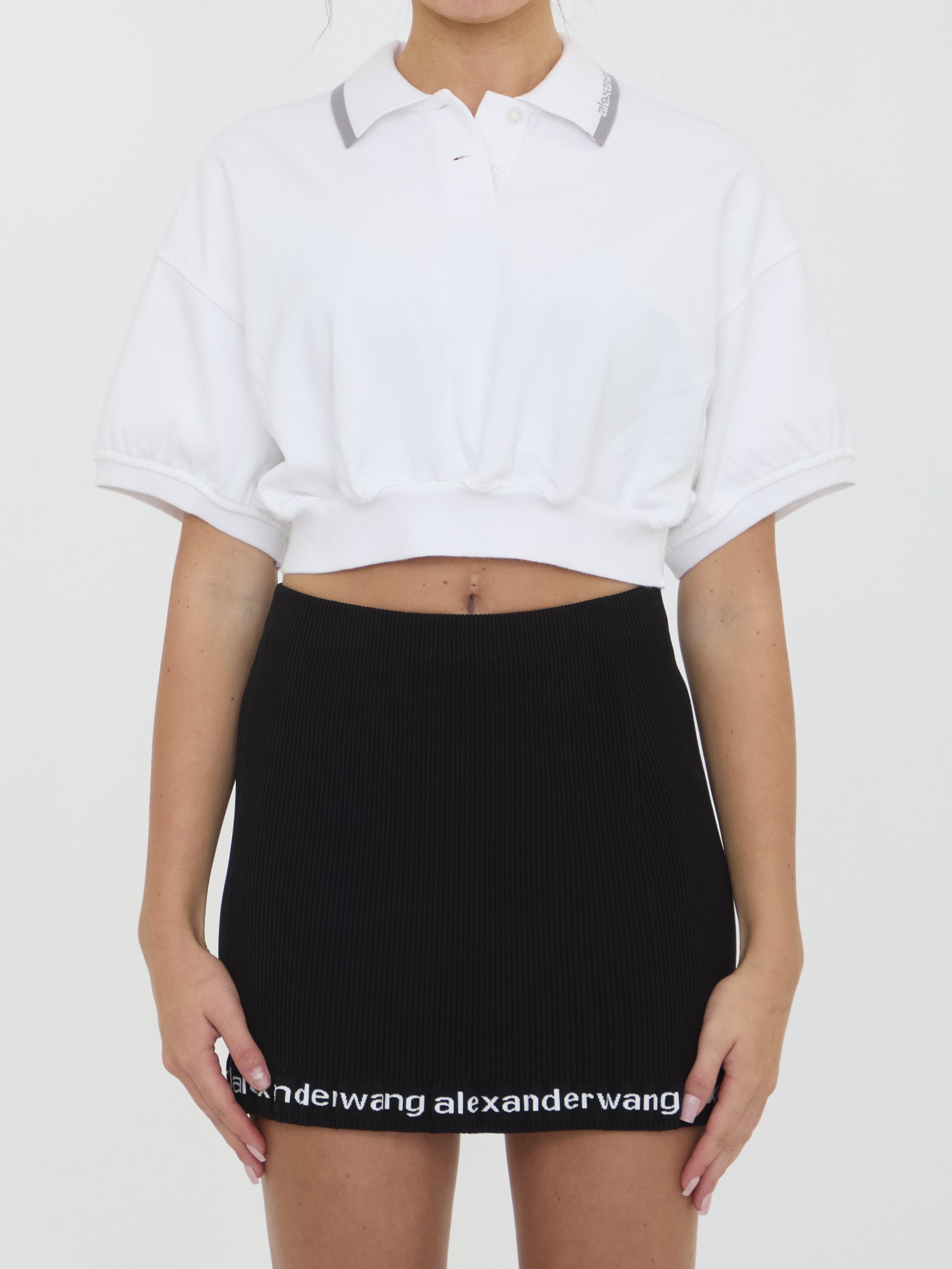 ALEXANDER WANG M cropped cotton polo shirt
