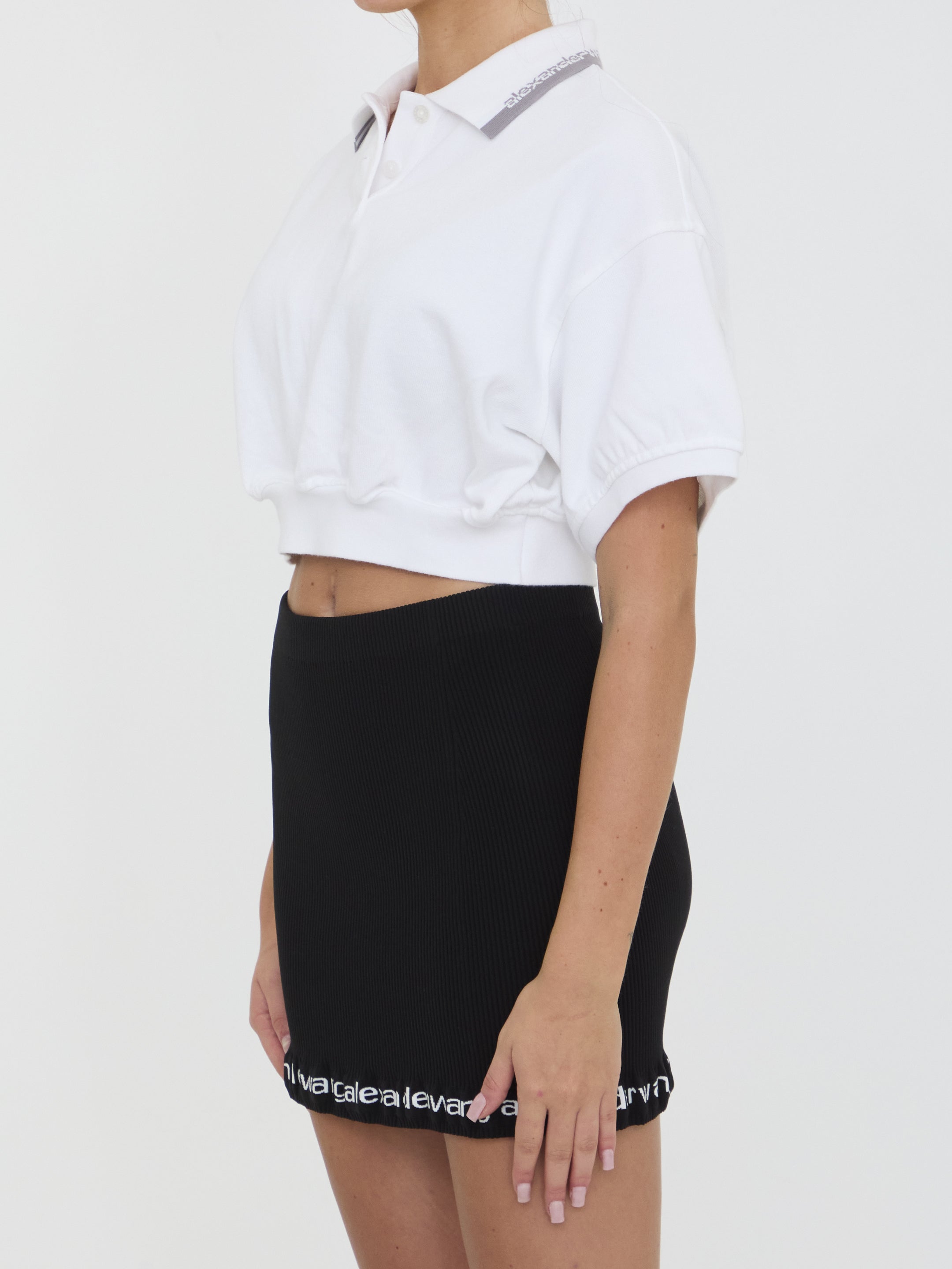 ALEXANDER WANG M cropped cotton polo shirt
