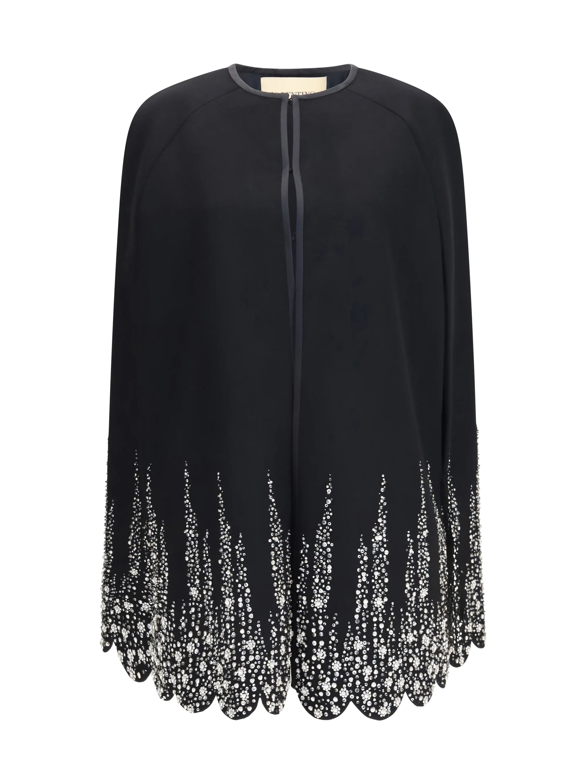 compact drap cape with degradé rhinestone embroidery