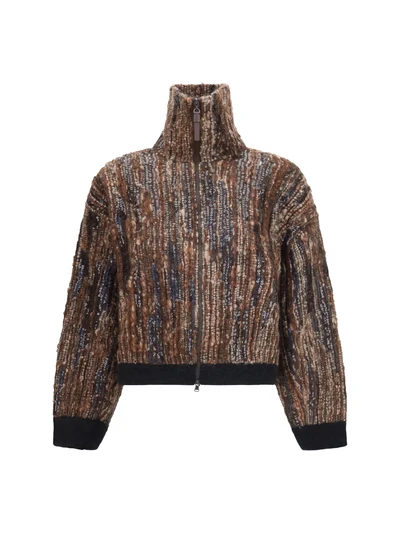 perforated zip cardigan