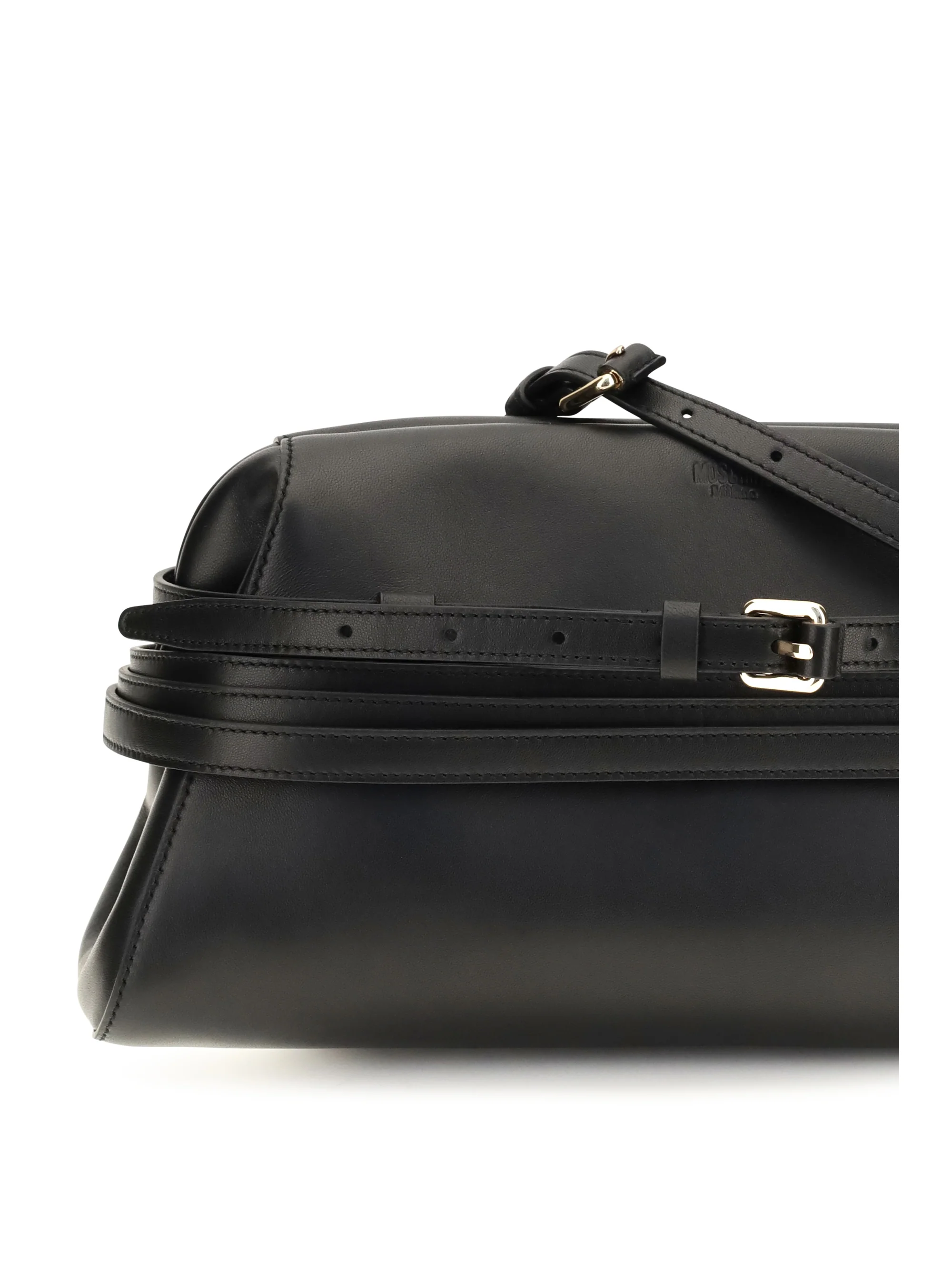 leather clutch with buckle detail