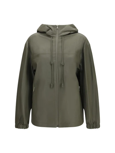 lightweight nappa leather jacket with intrecciato hood