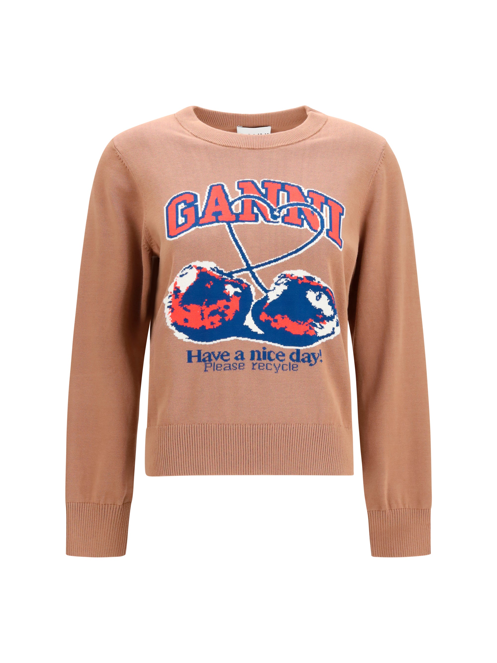 GANNI L cherry-print cotton sweater
