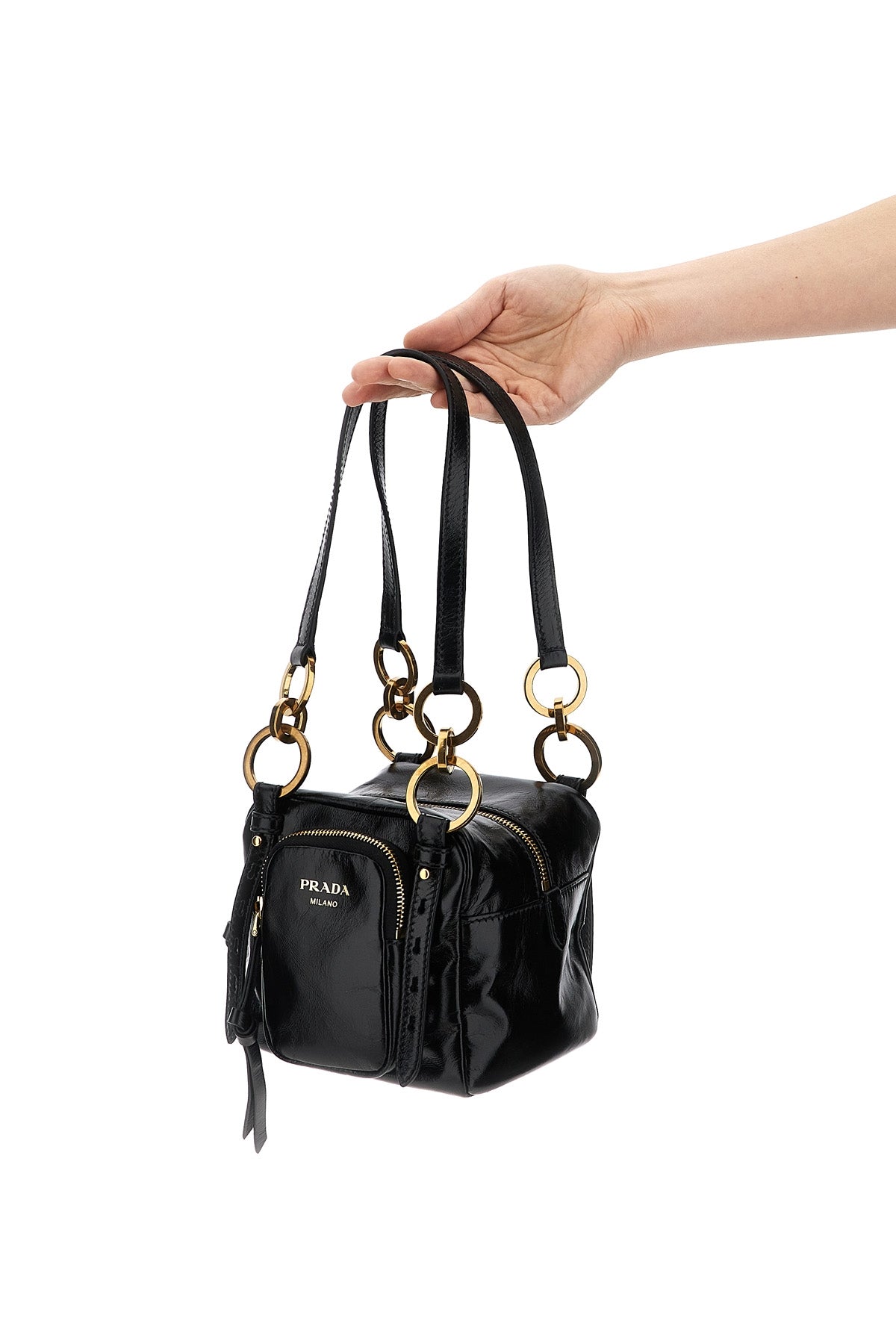 PRADA OS dangle mini leather top case