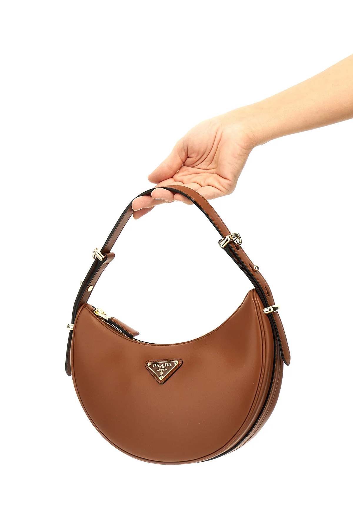 prada arquè leather shoulder bag