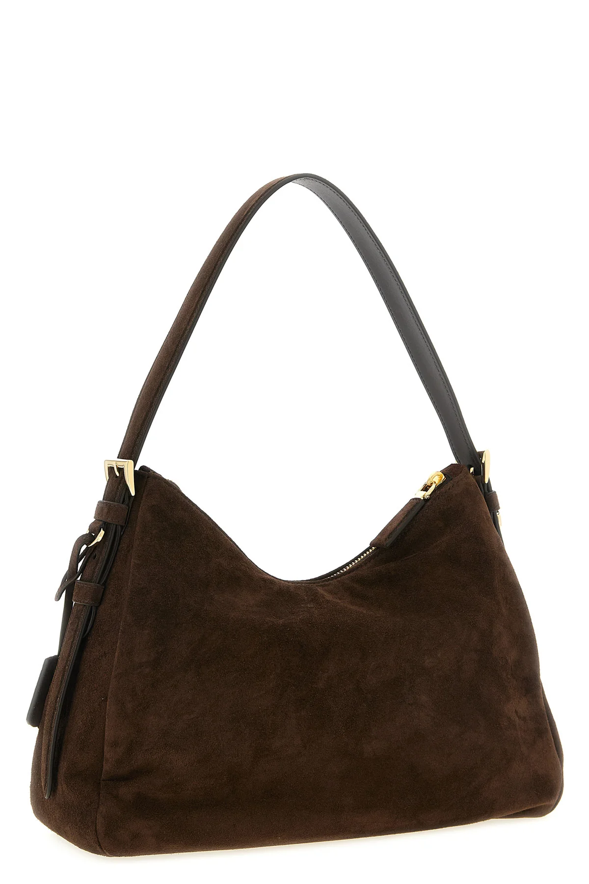 the medium prada aimée shoulder bag in fine brown suede defines a soft and cap