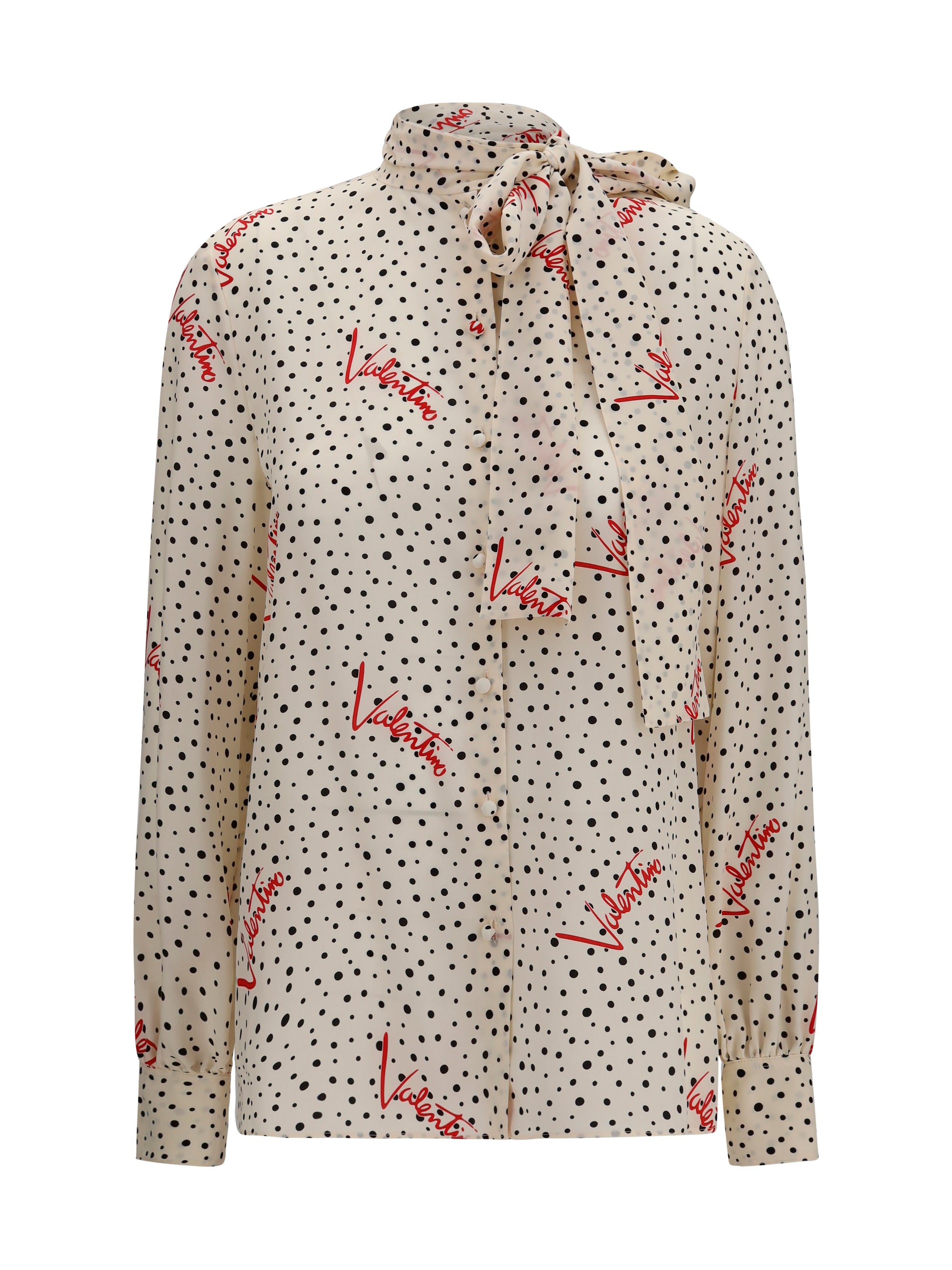 crepe de chine bow-neck shirt
