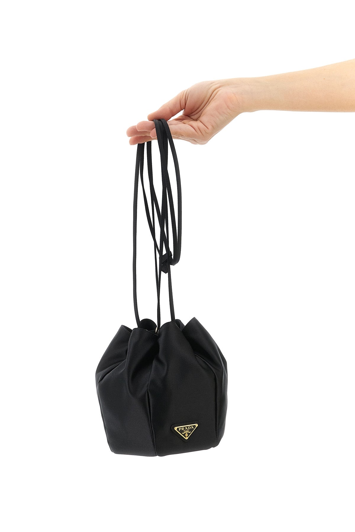 PRADA OS mini satin bucket bag