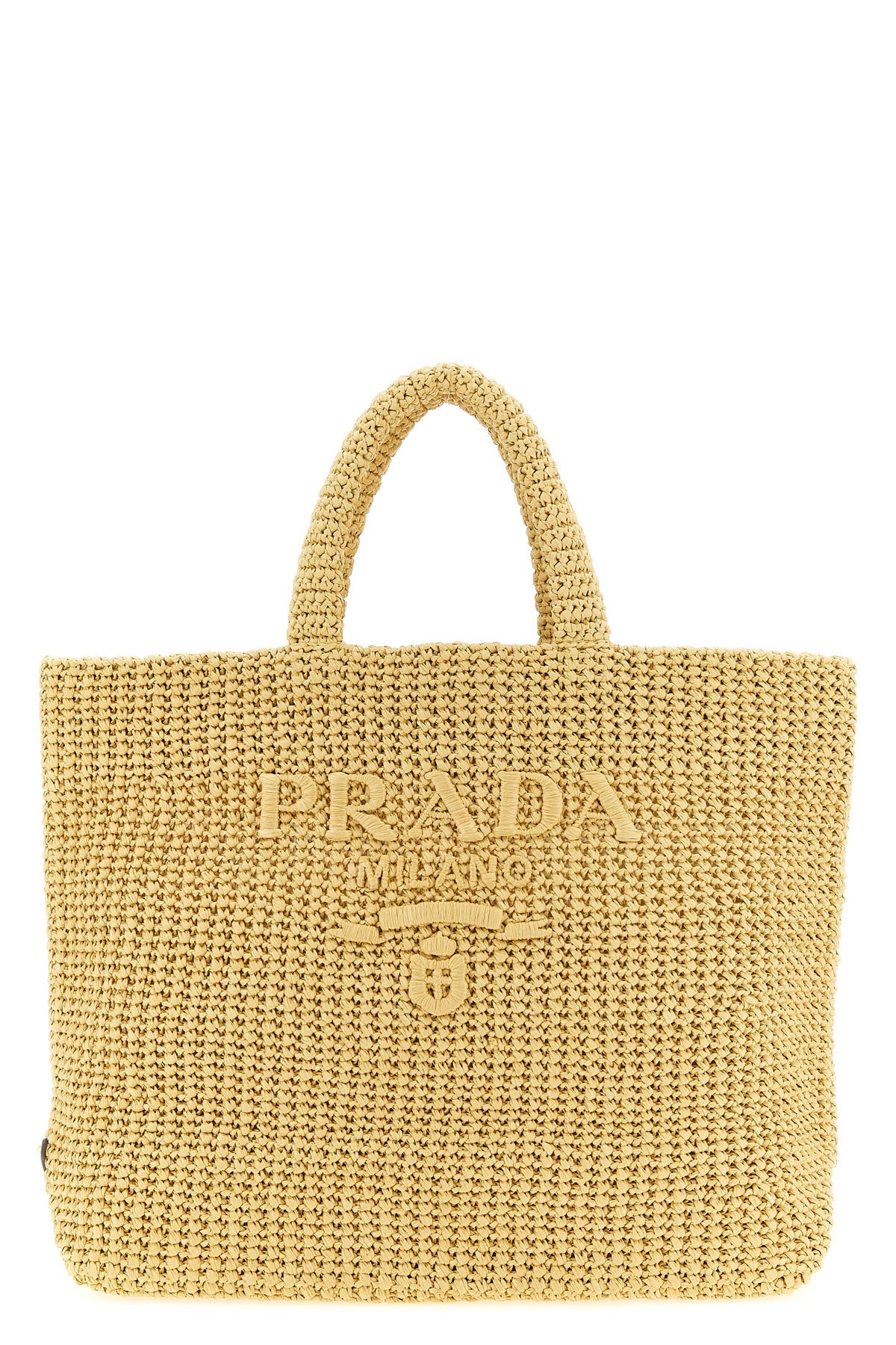 PRADA OS crochet raffia shopping bag