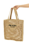 shopping bag in raffia-effect woven fabric