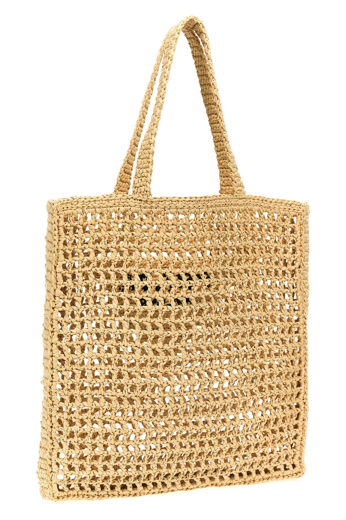 shopping bag in raffia-effect woven fabric