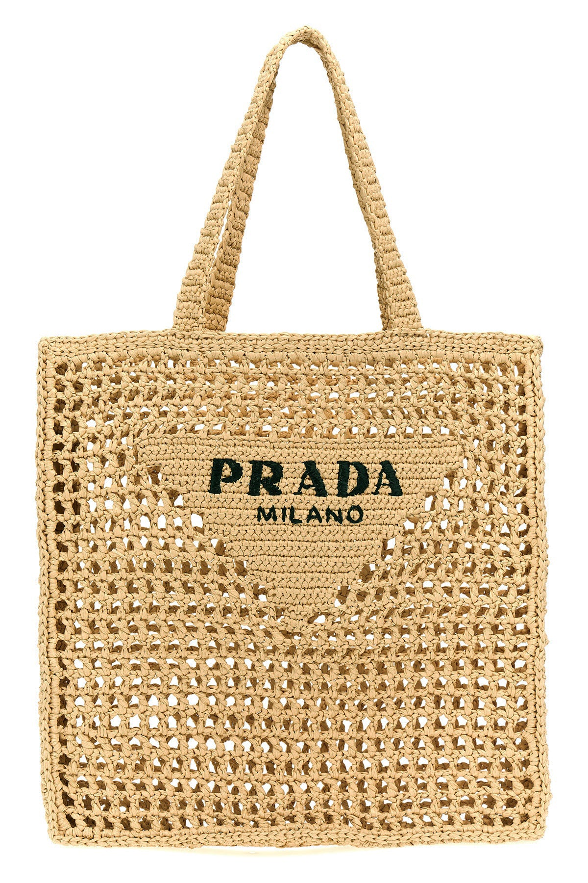 shopping bag in raffia-effect woven fabric