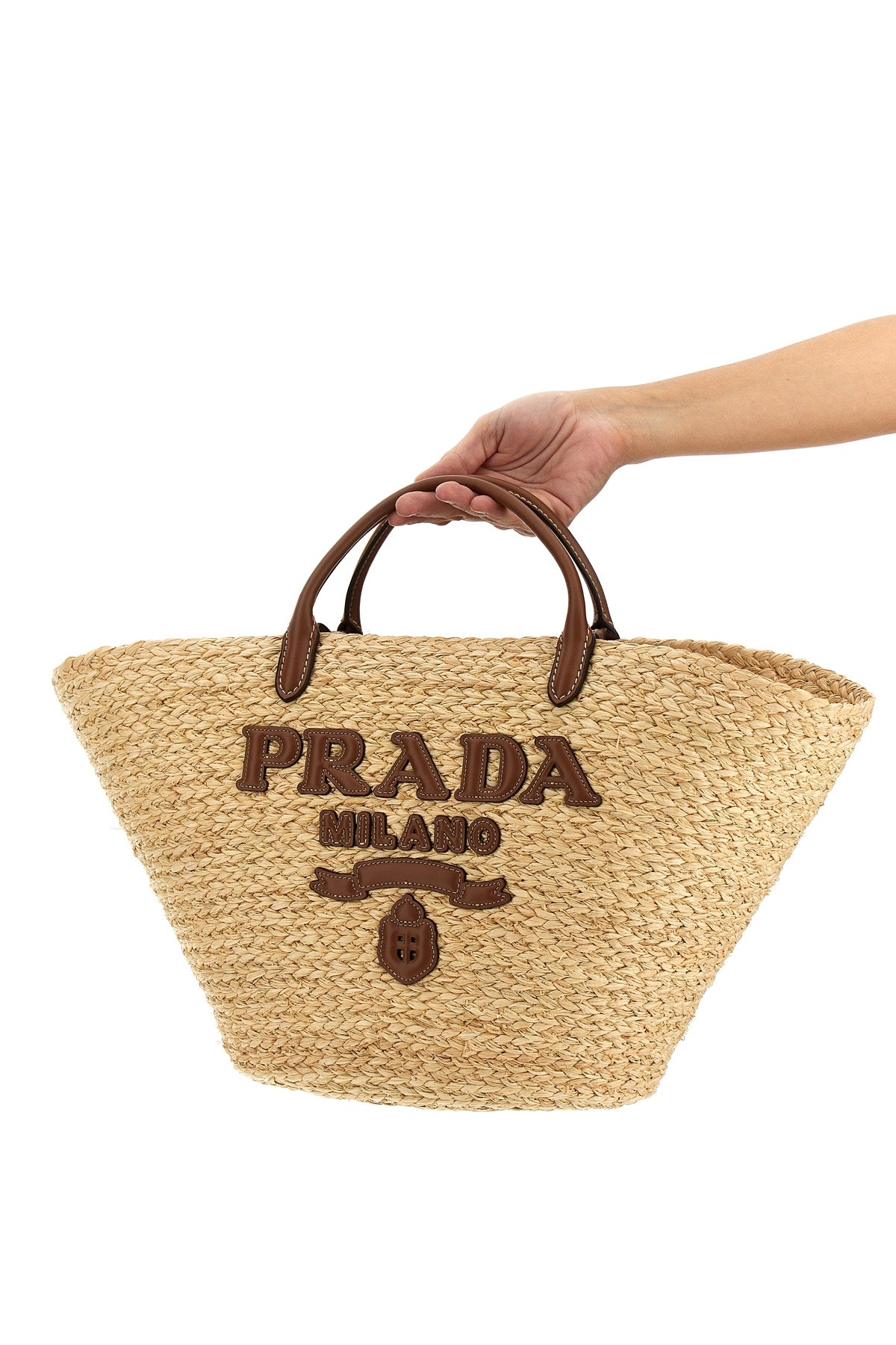 PRADA OS large raffia shopping bag